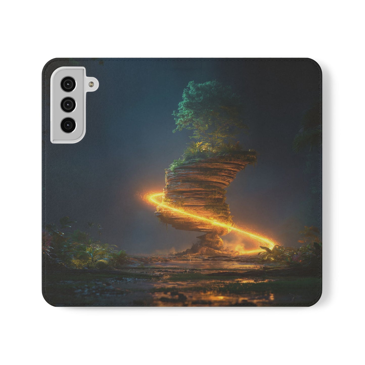 Luminous Floating Island Flip Cases – Amber Twilight Sanctuary