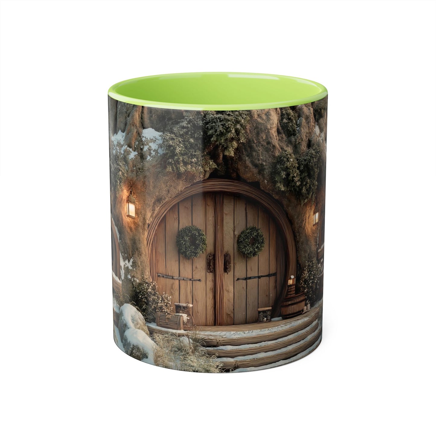 Hobbit Hill Accent Mugs, 11oz – Snow-Kissed Stone Doorway