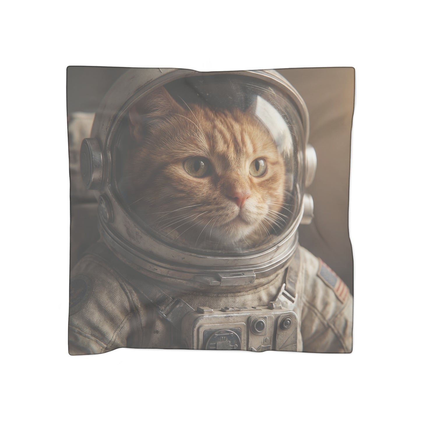 Feline Astronaut Poly Scarf – Warm Ginger Cosmos Explorer