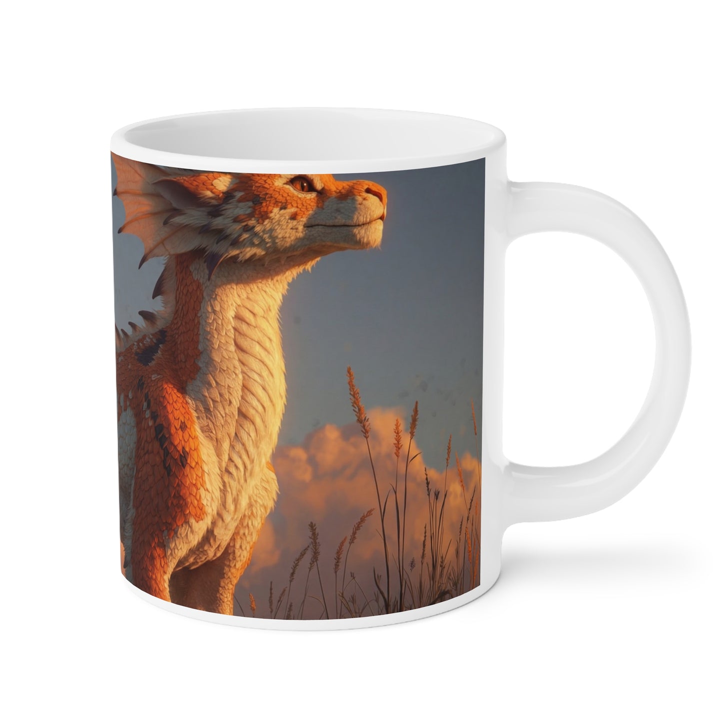 Sunset Dragon Ceramic Mugs (11oz\15oz\20oz) – Warm Glow Guardian