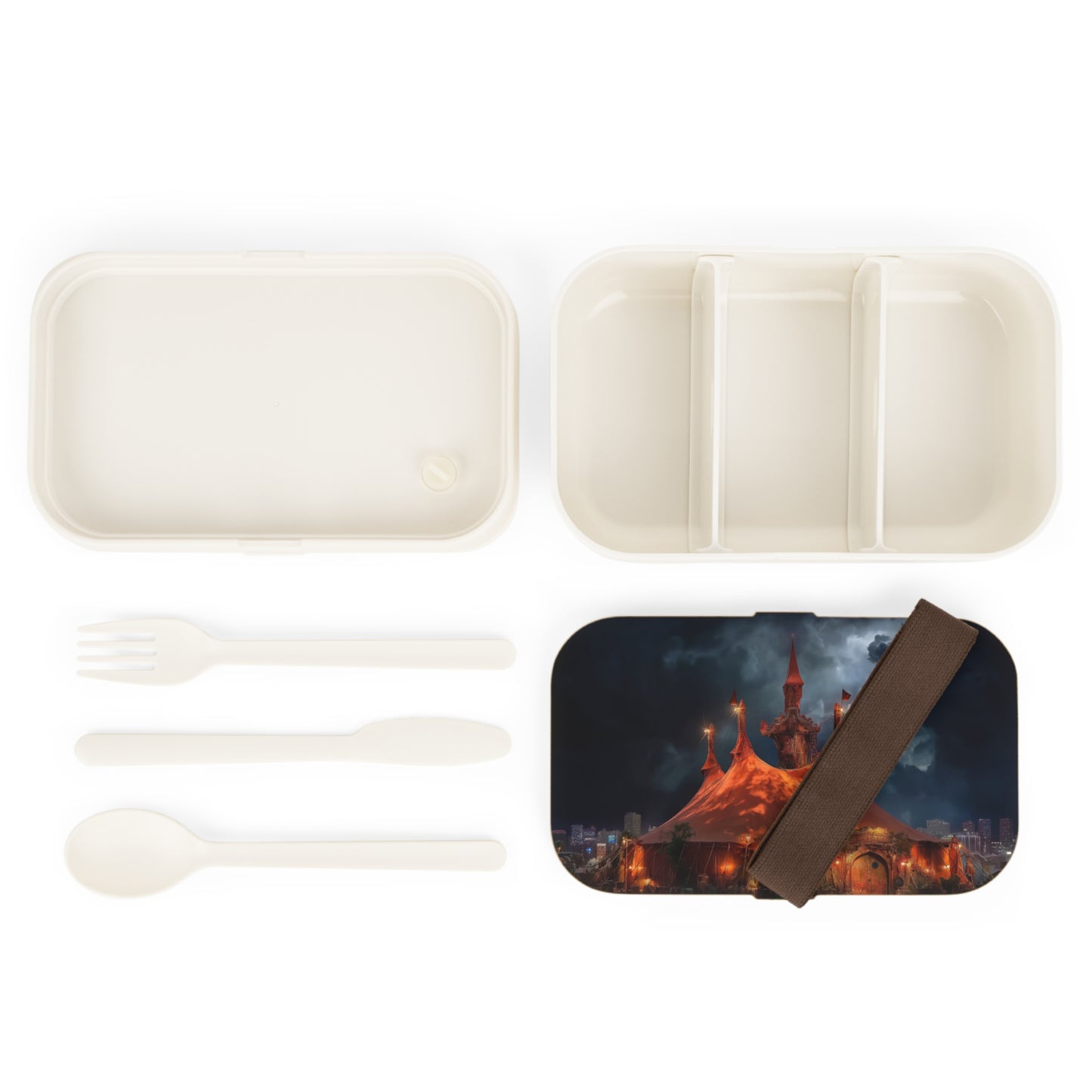 Crimson Circus Tent Bento Lunch Box – Midnight Carnival Dreamscape