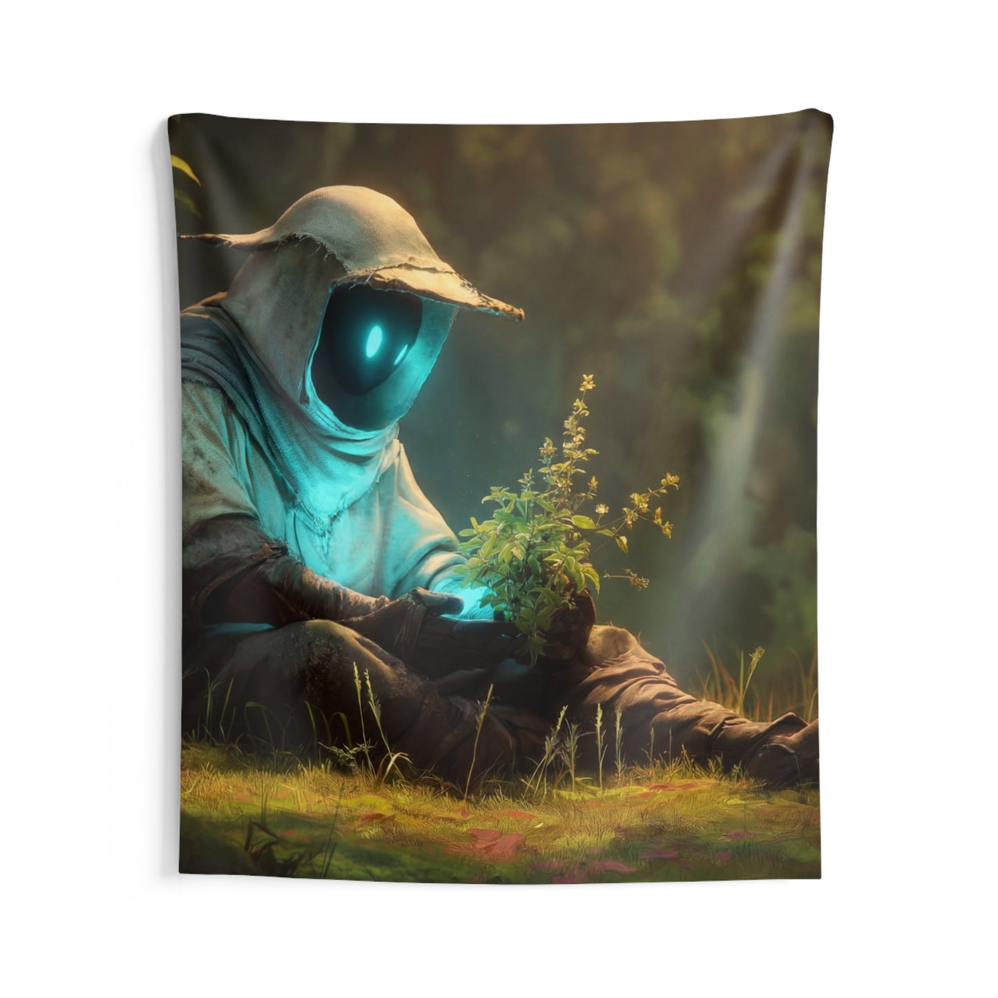 Forest Sentinel Indoor Wall Tapestries – Glowing Eye Guardian in Twilight Grove