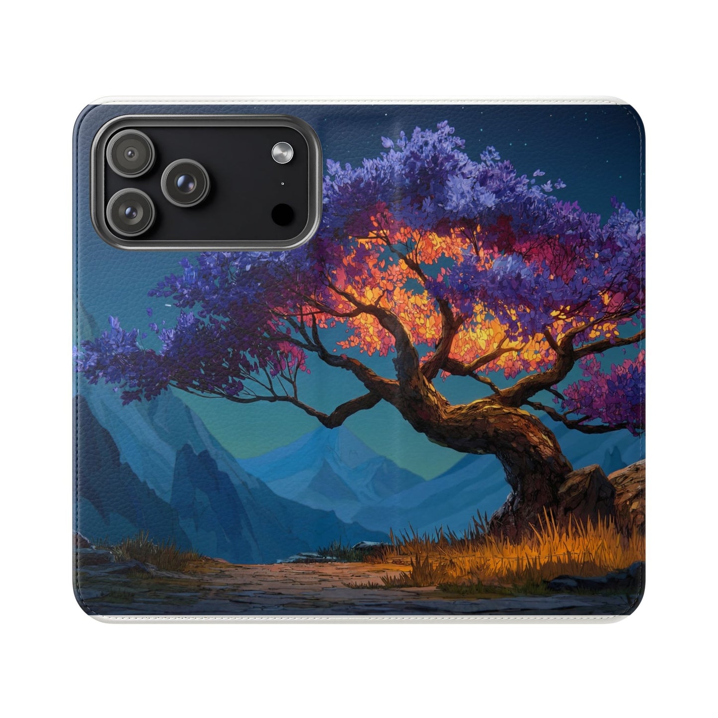 Violet Flame Tree Flip Cases – Twilight Mountain Glow Case