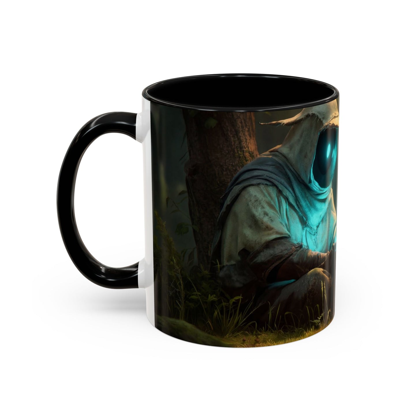 Forest Sentinel Accent Coffee Mug (11, 15oz) – Luminescent Guardian in Dappled Light