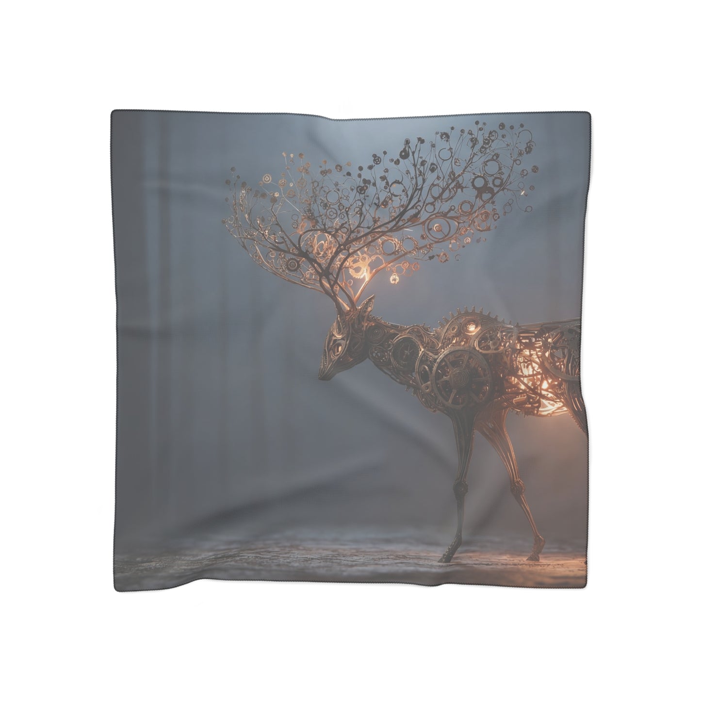 Steampunk Deer Poly Scarf – Whispers of Gilded Machinery