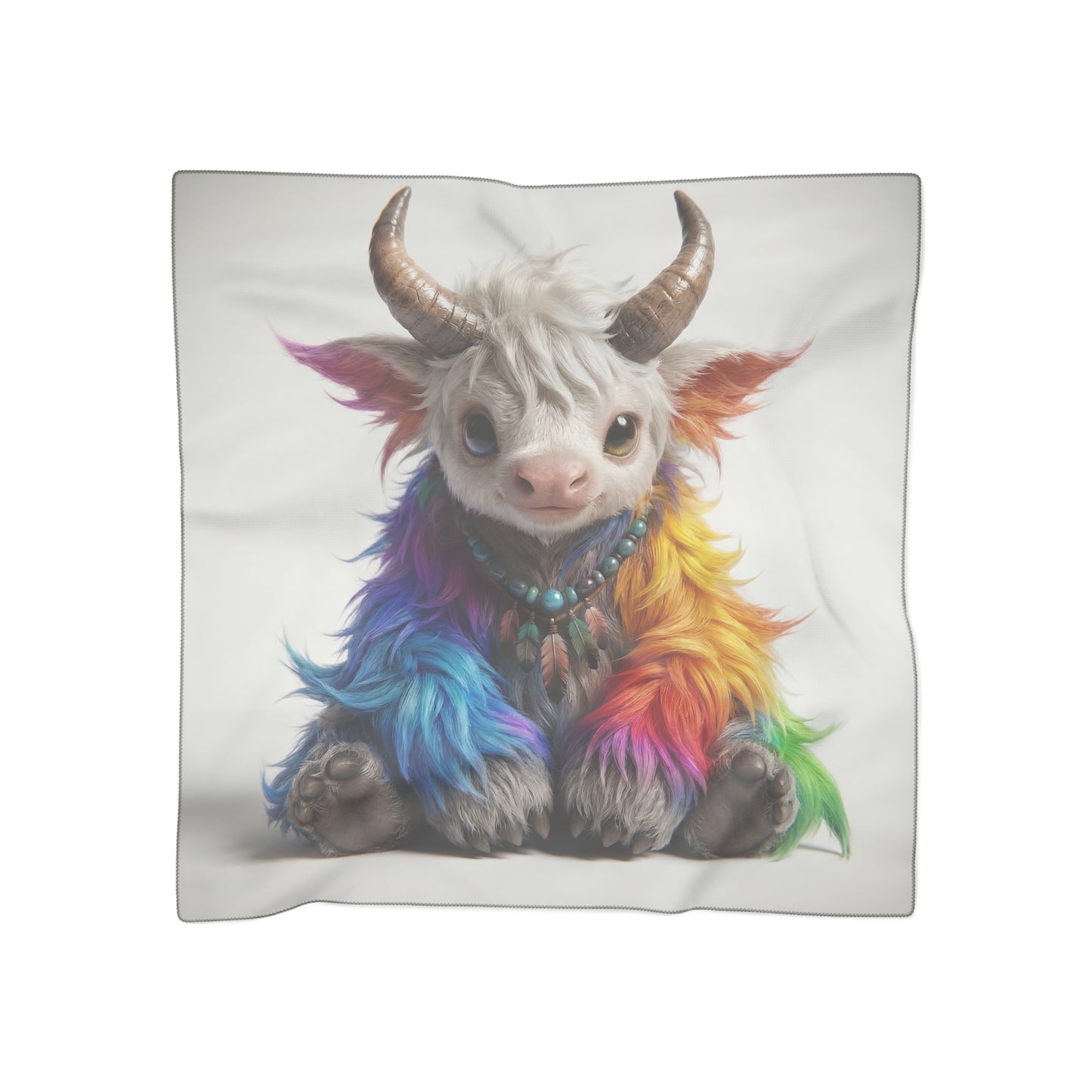 Rainbow Horned Guardian Scarf – Whimsical Spirit of the Mountain