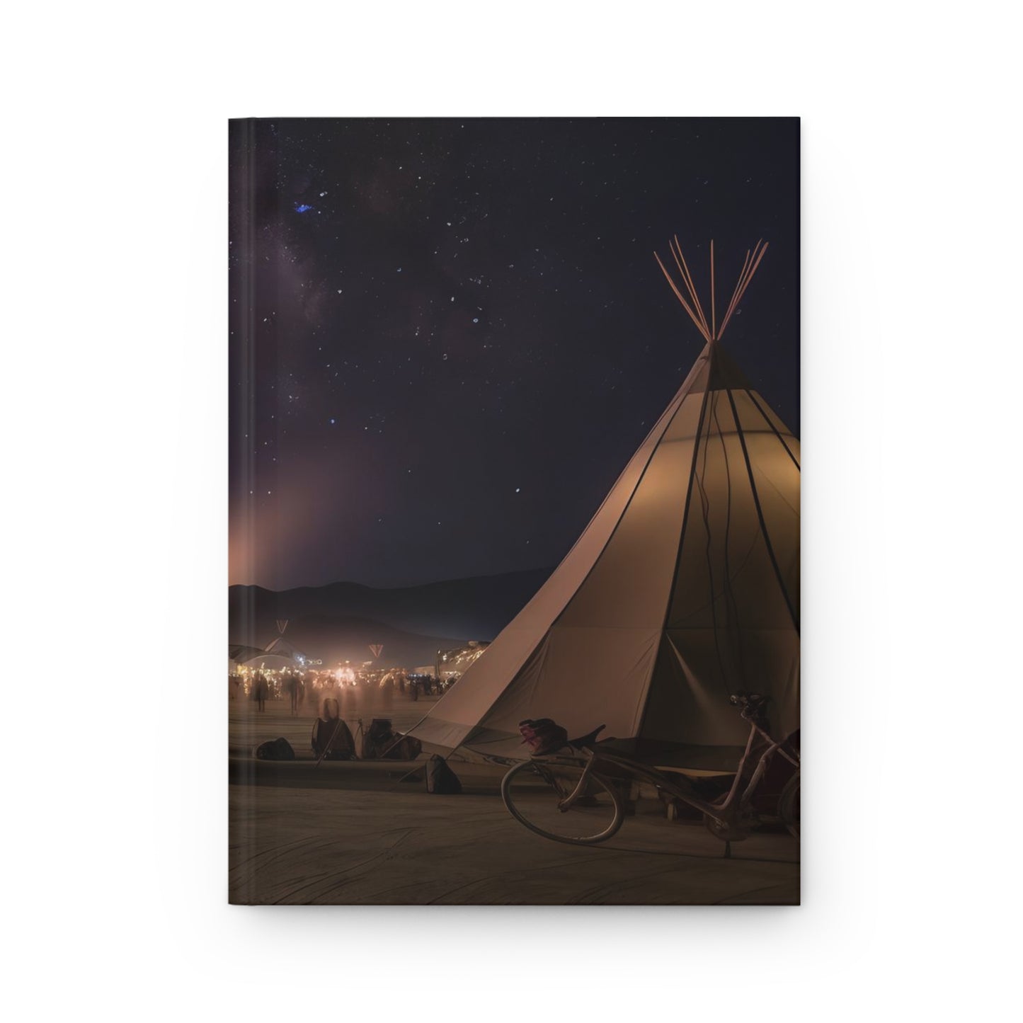 the esplanade at the burning man festival under the stars in the style of titian - Hardcover Journal Matte