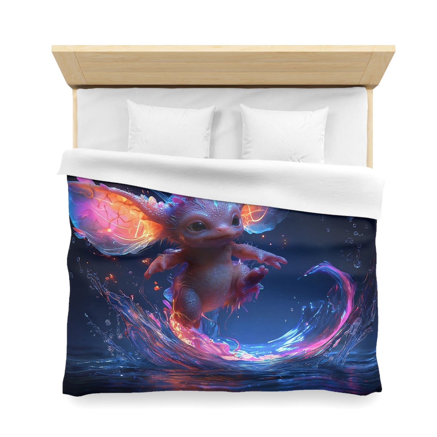 Neon Dragonling Microfiber Duvet Cover – Electric Splash Fantasy