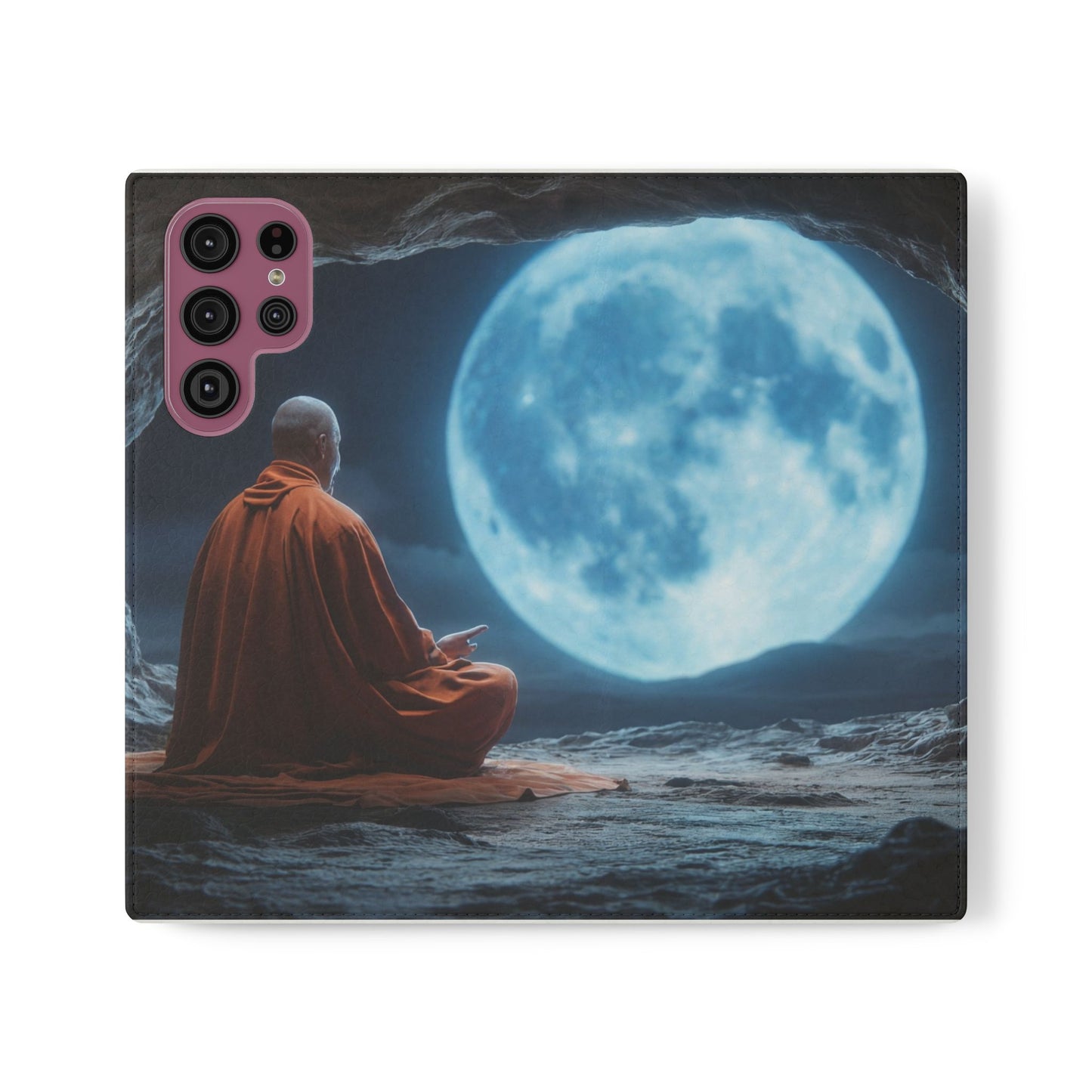 Lunar Meditation Flip Cases – Serene Monk Under Moonlight