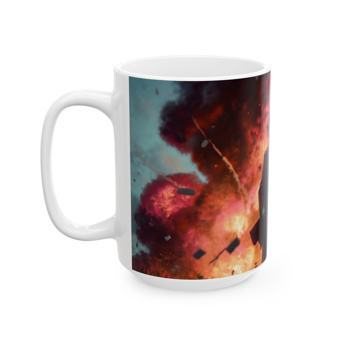 Explosive Goggles Gentleman Ceramic Mug – (11oz, 15oz) Crimson Sky Disruption