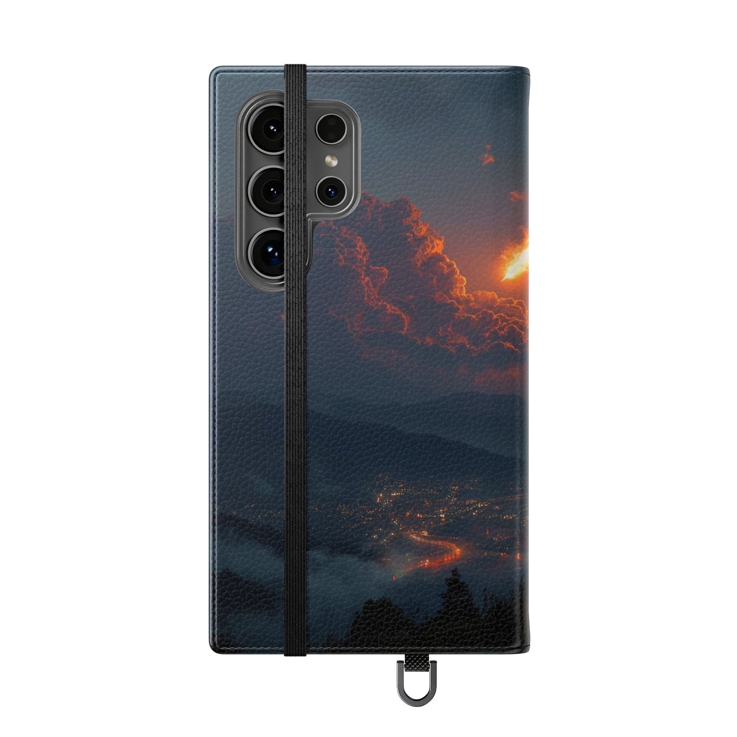 Meteor Over Valley Flip Cases – Crimson Sky Sentinel Cover