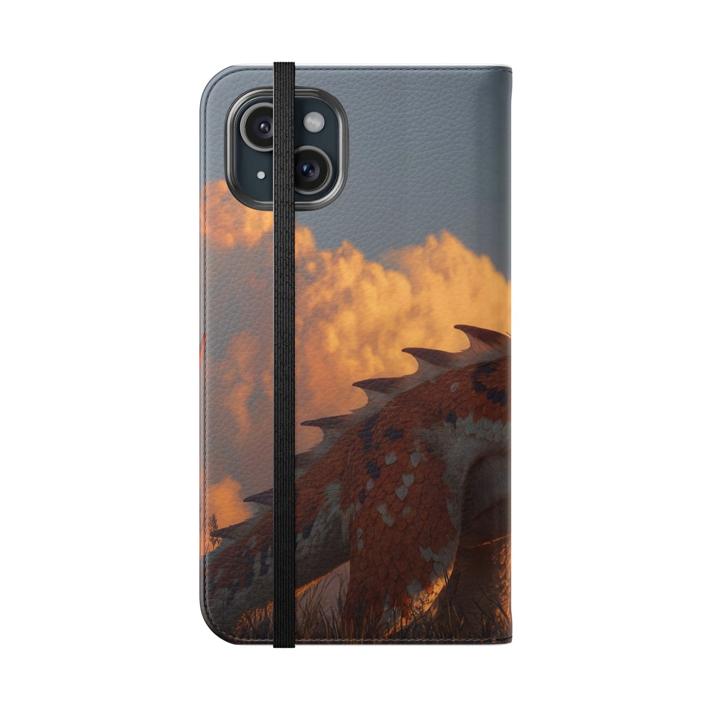 Gilded Dragon Flip Cases – Amber Sunset Guardian