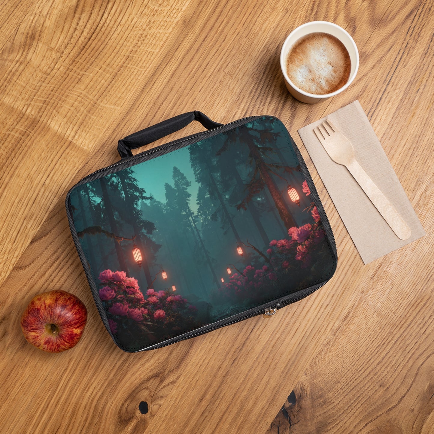 Misty Lantern Path Lunch Bag – Blooming Twilight Forest Escape