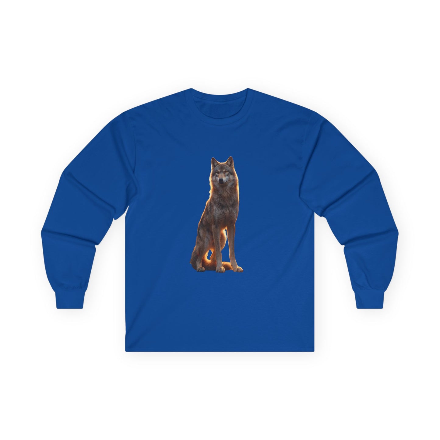 Twilight Wolf Unisex Ultra Cotton Long Sleeve Tee – Golden Hour Sentinel