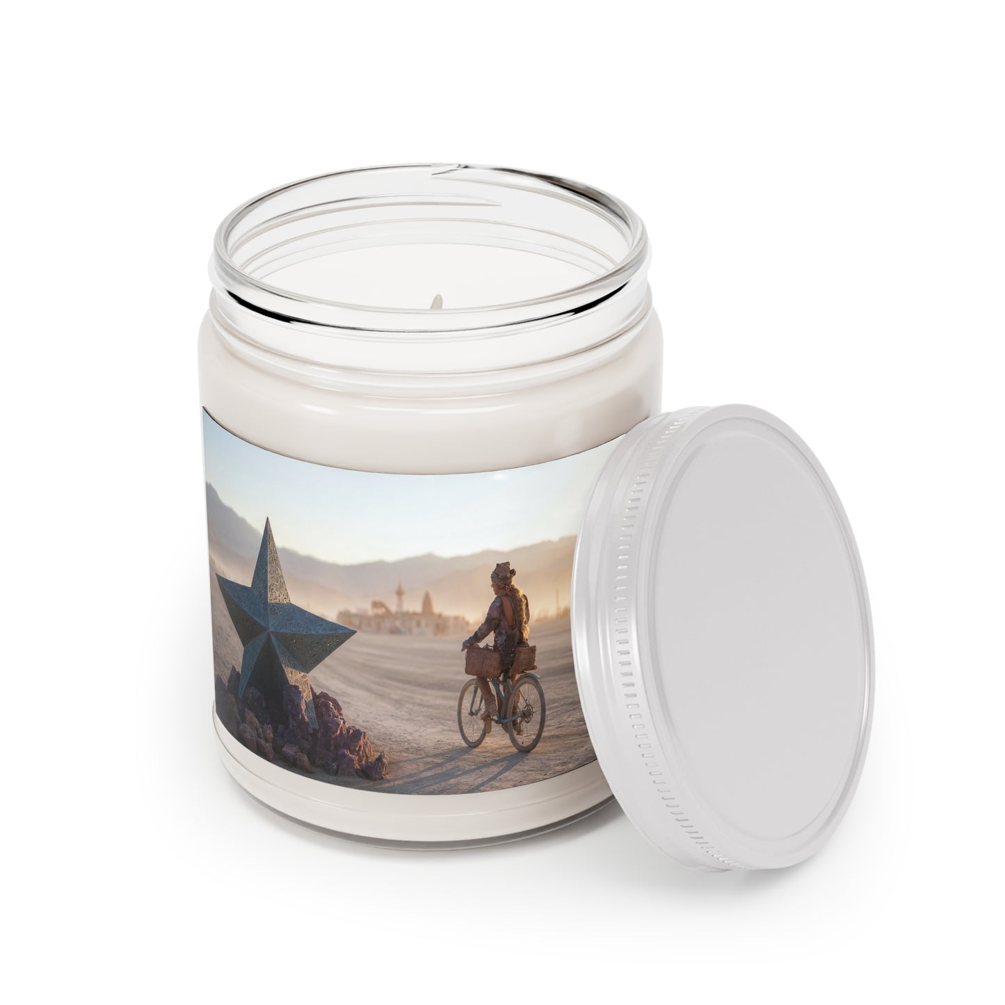 Desert Star Cyclist Scented Soy Candles with White Lid, 9oz – Golden Hour Wanderer