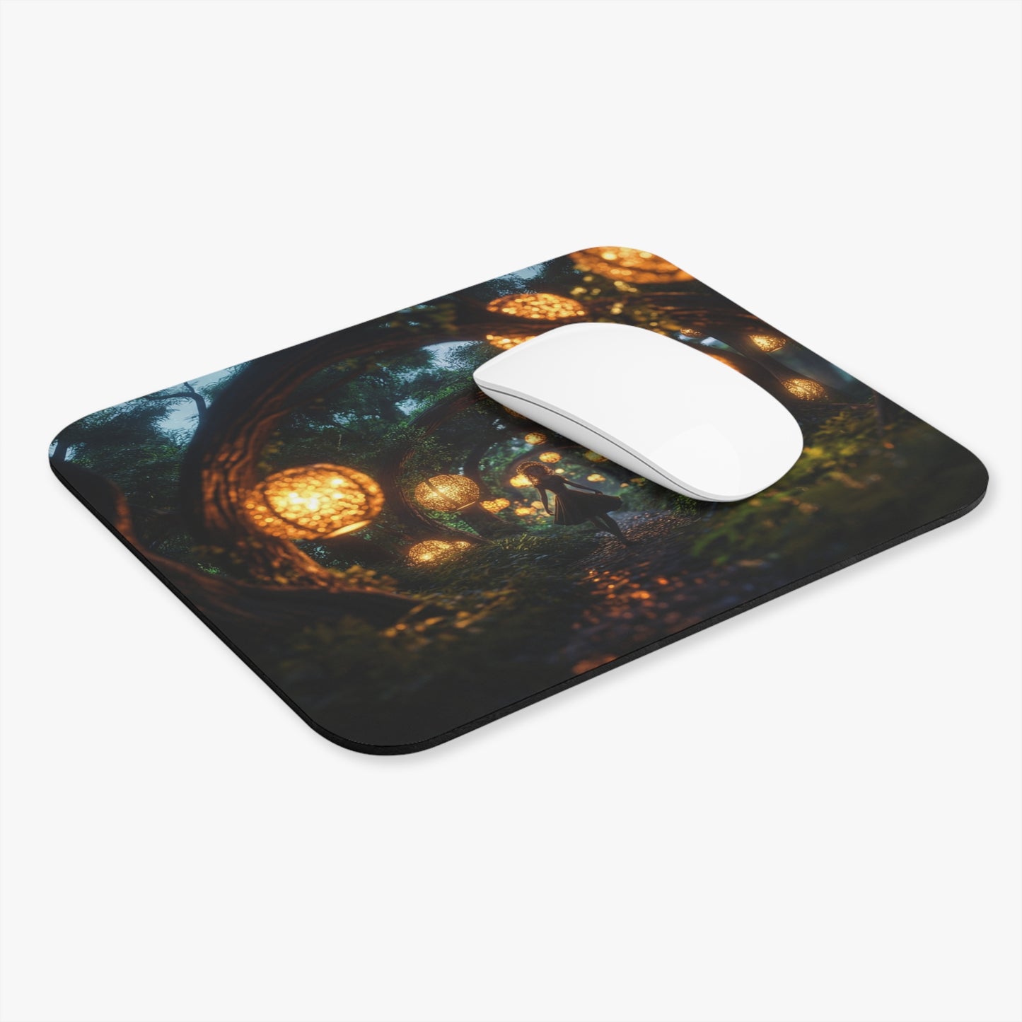 Lantern Grove Mouse Pad (Rectangle) – Whispering Path Through Ancient Trees