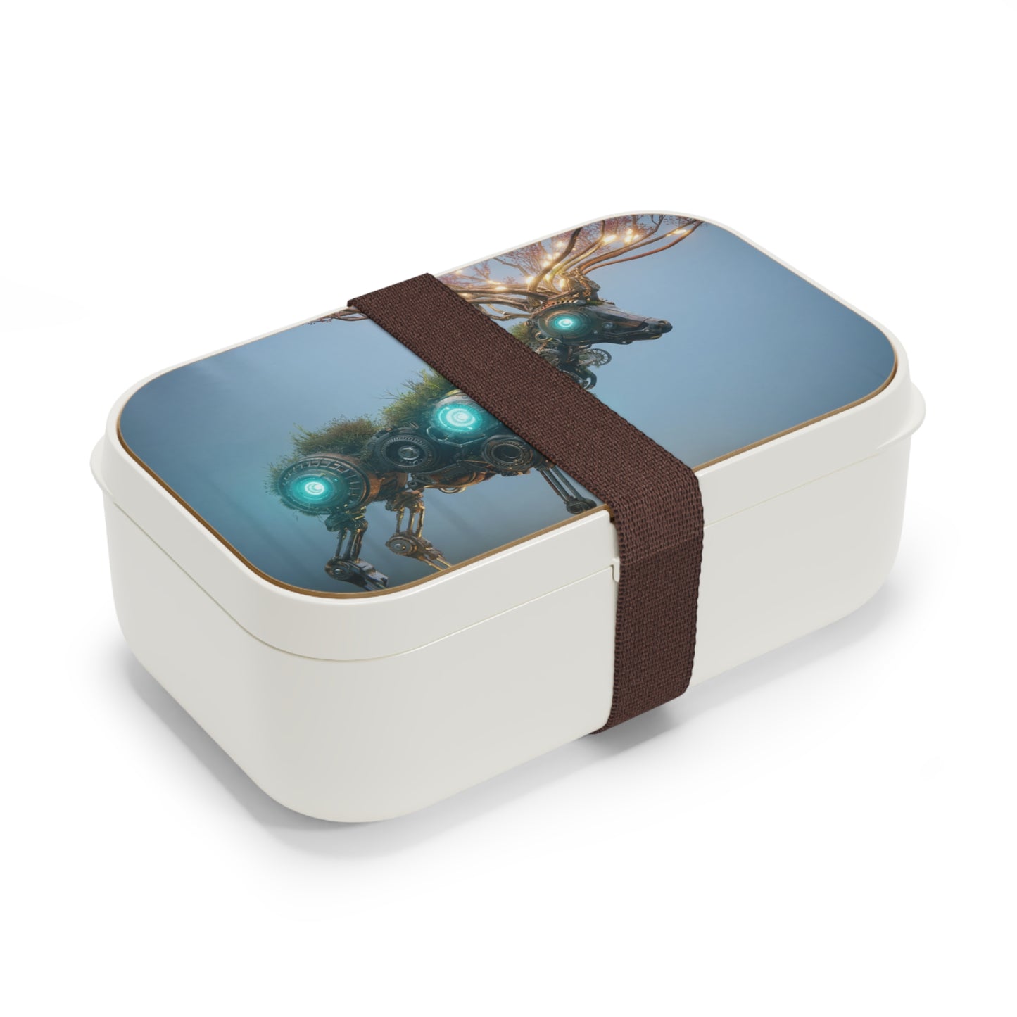 Cybernetic Forest Stag Bento Lunch Box – Glowing Antlers in Misty Dawn