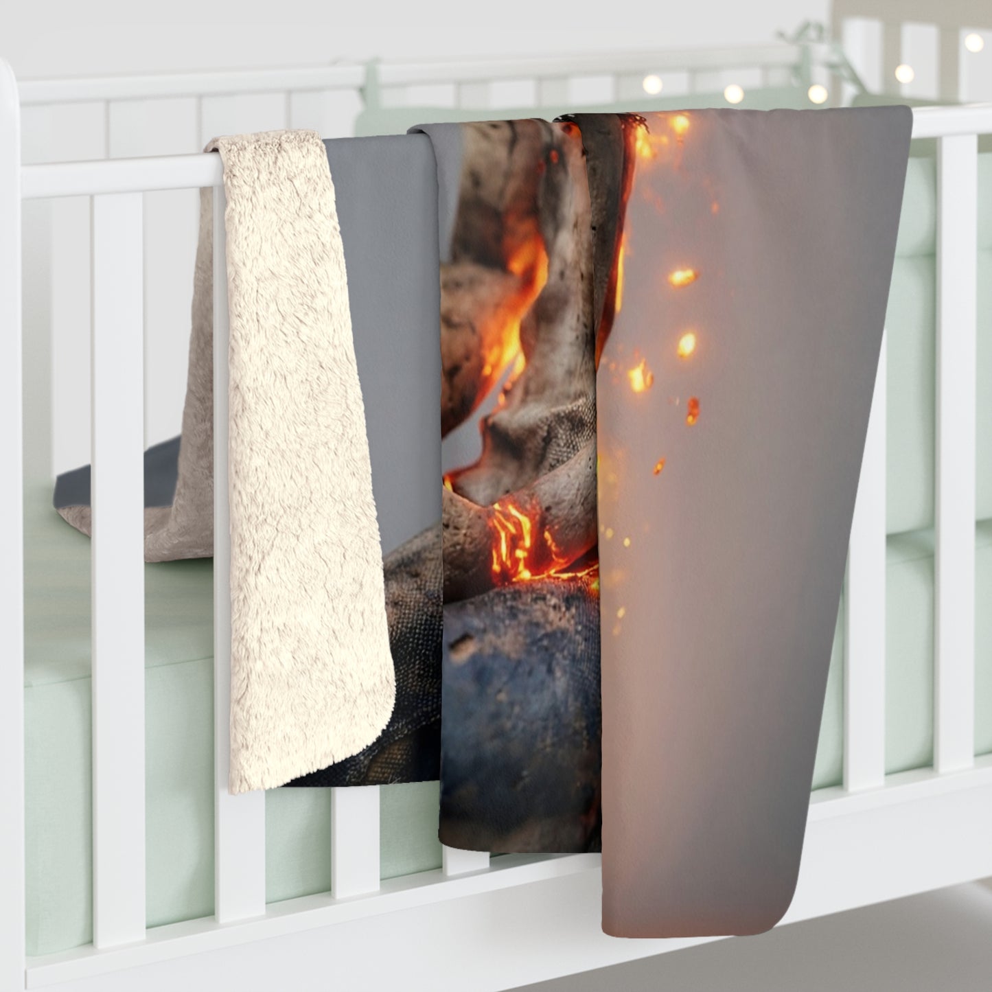 Inner Fire Blanket – Kneeling Figure Burning from Within Sherpa Fleece Throw