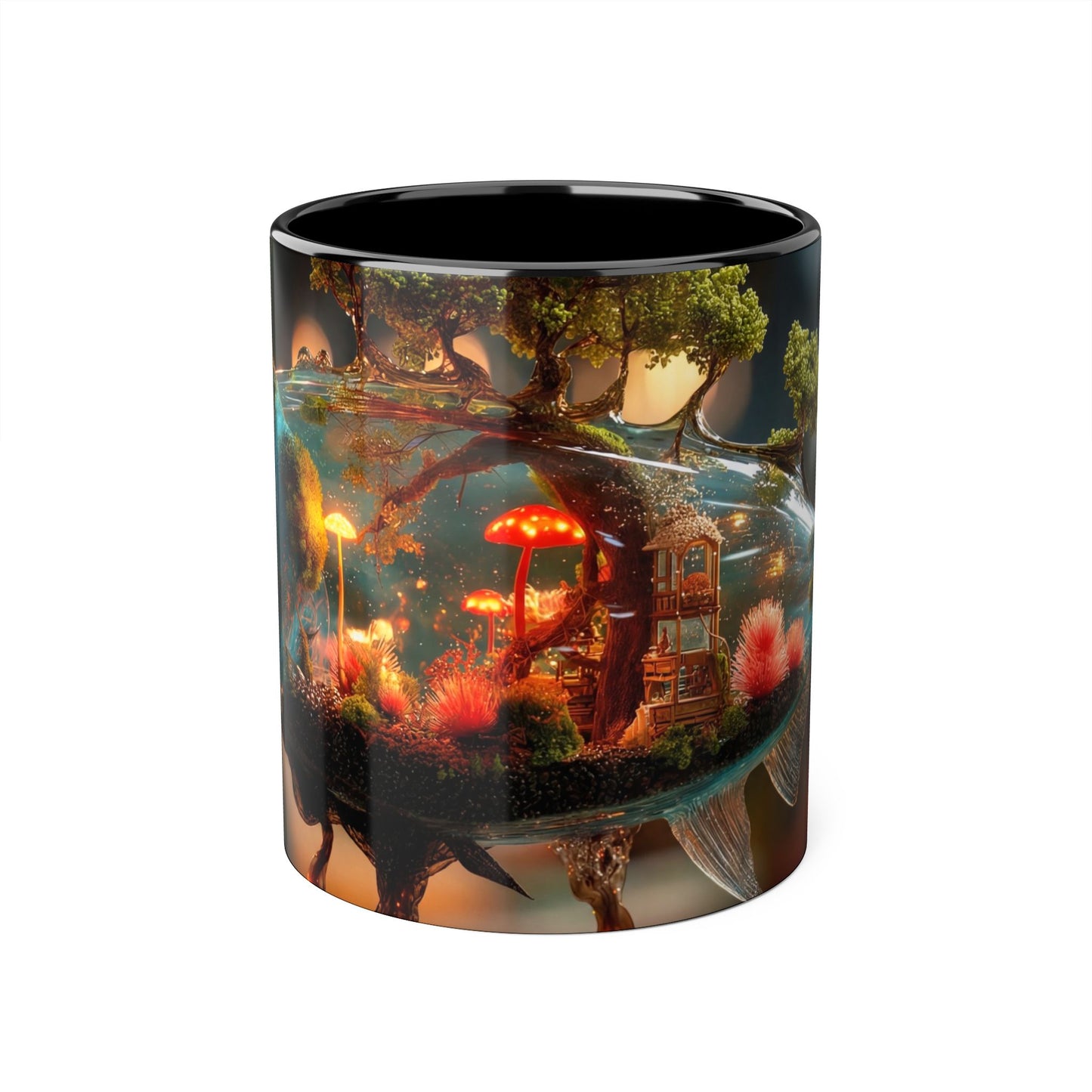 Whispering Forest Fish Mug – Bioluminescent Haven, 11oz