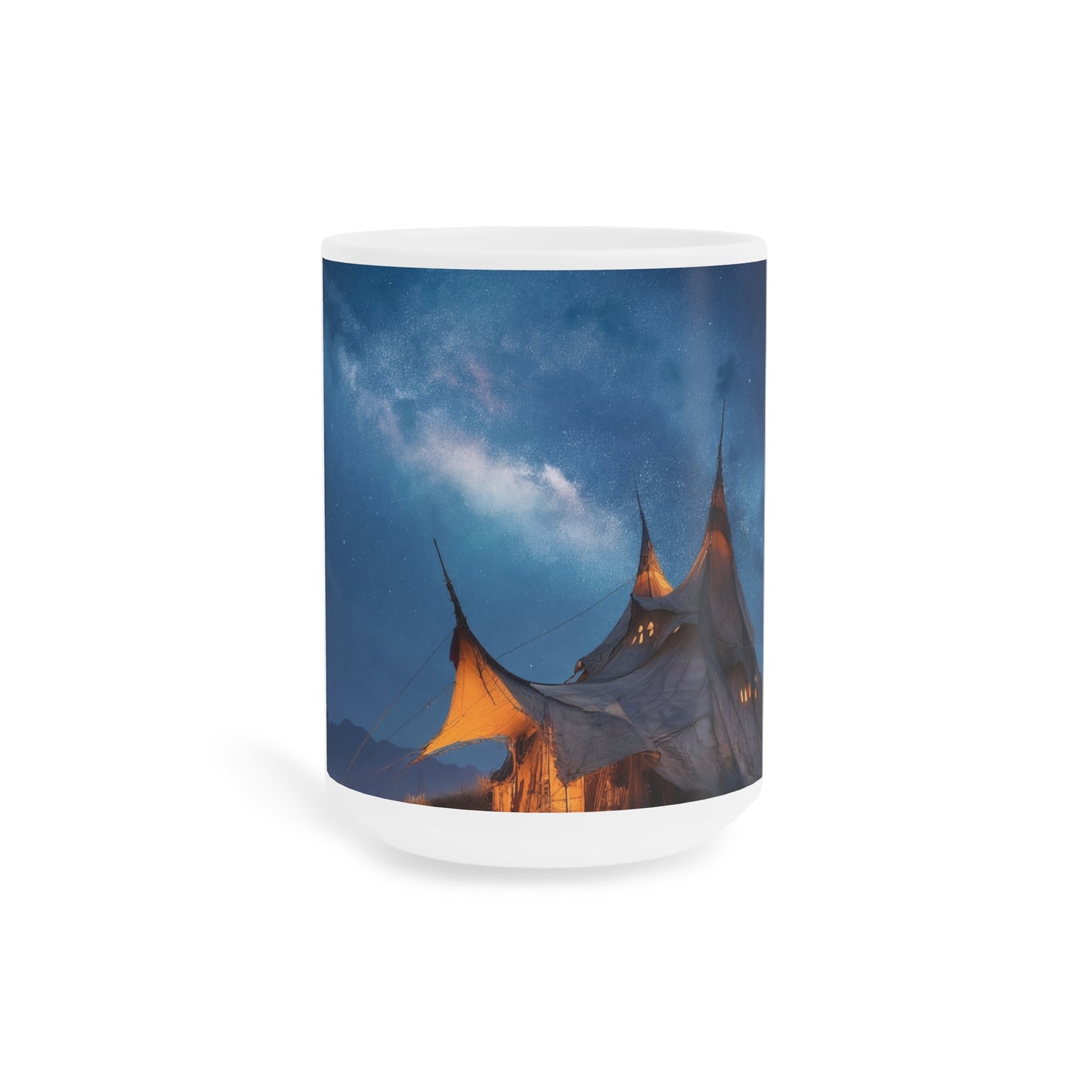 Starlit Nomad Tent Ceramic Mugs (11oz\15oz\20oz) – Milky Way Over Desert Hearth