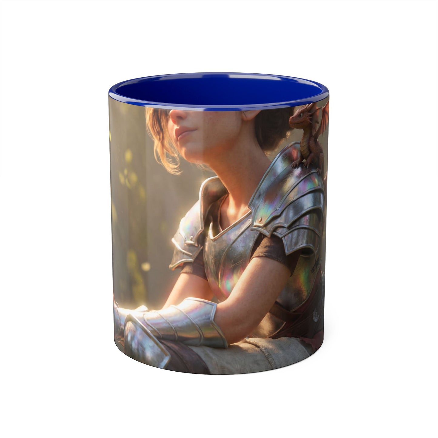 Elven Knight with Dragon Accent Mugs, 11oz – Sunlit Guardian Pause