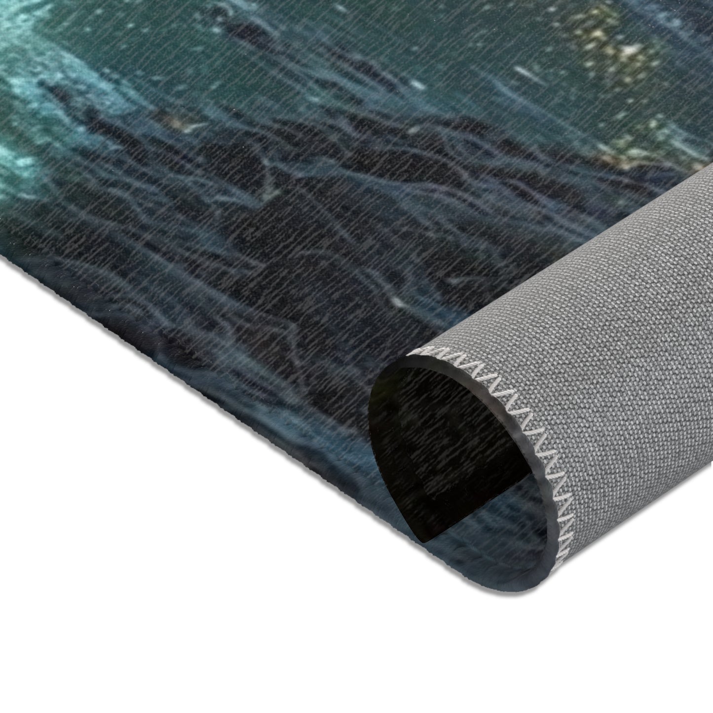 Whispering Forest Stream Rug – Azure Luminescence Dreamscape