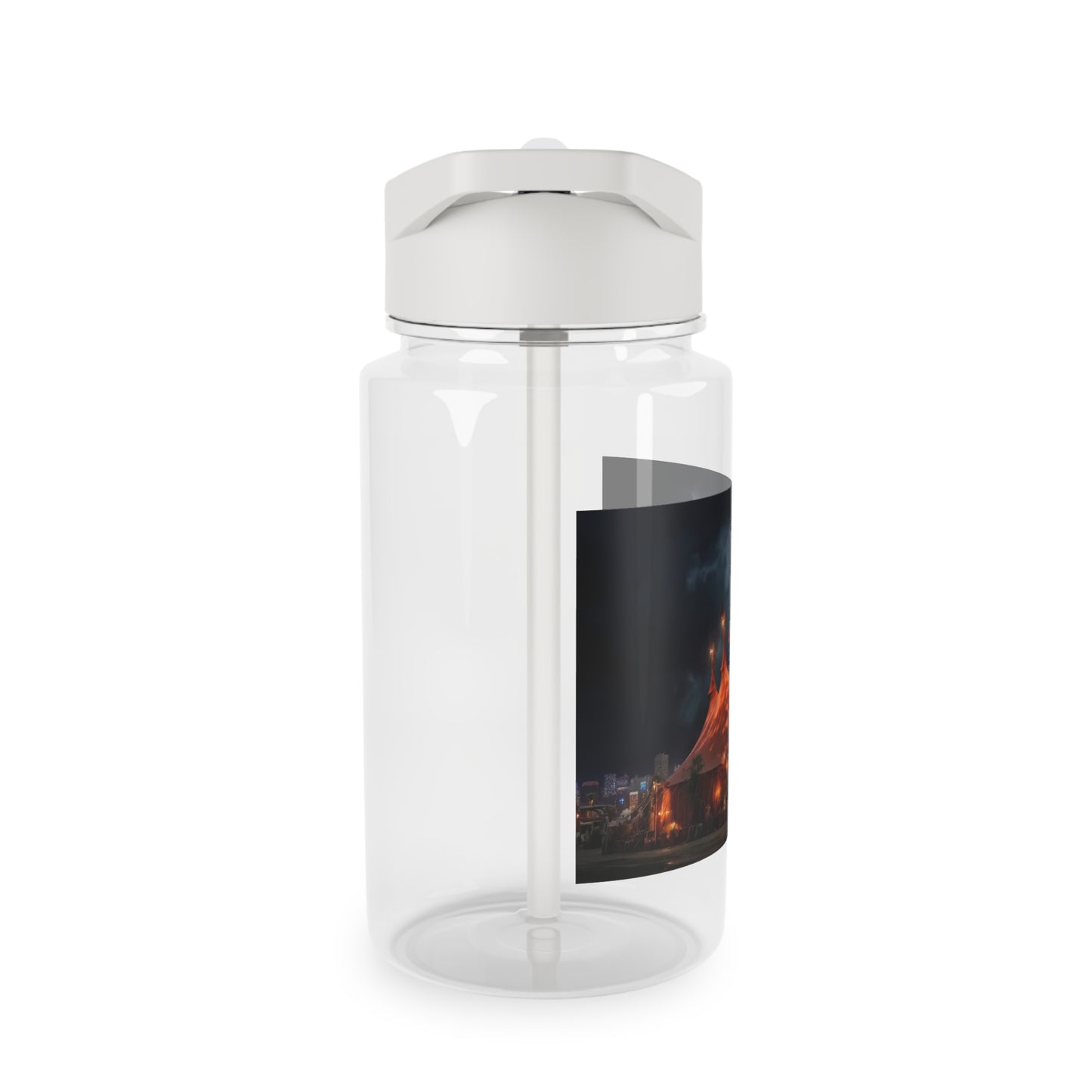 Storm Circus Tent Tritan Water Bottle – Crimson Canvas Under Thunderclouds