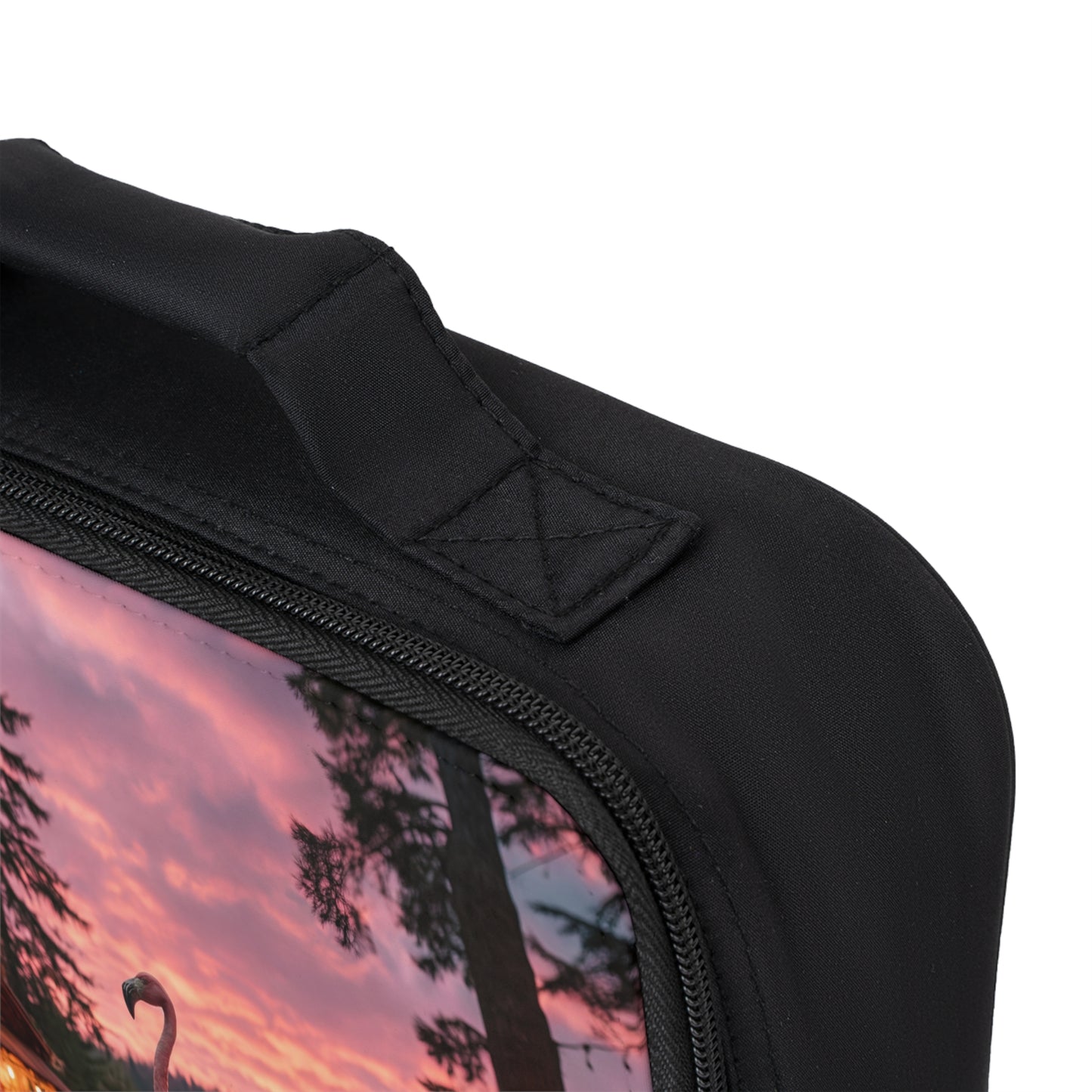 Forest Flamingo Lunch Bag – Sunset Serenity in the Pines