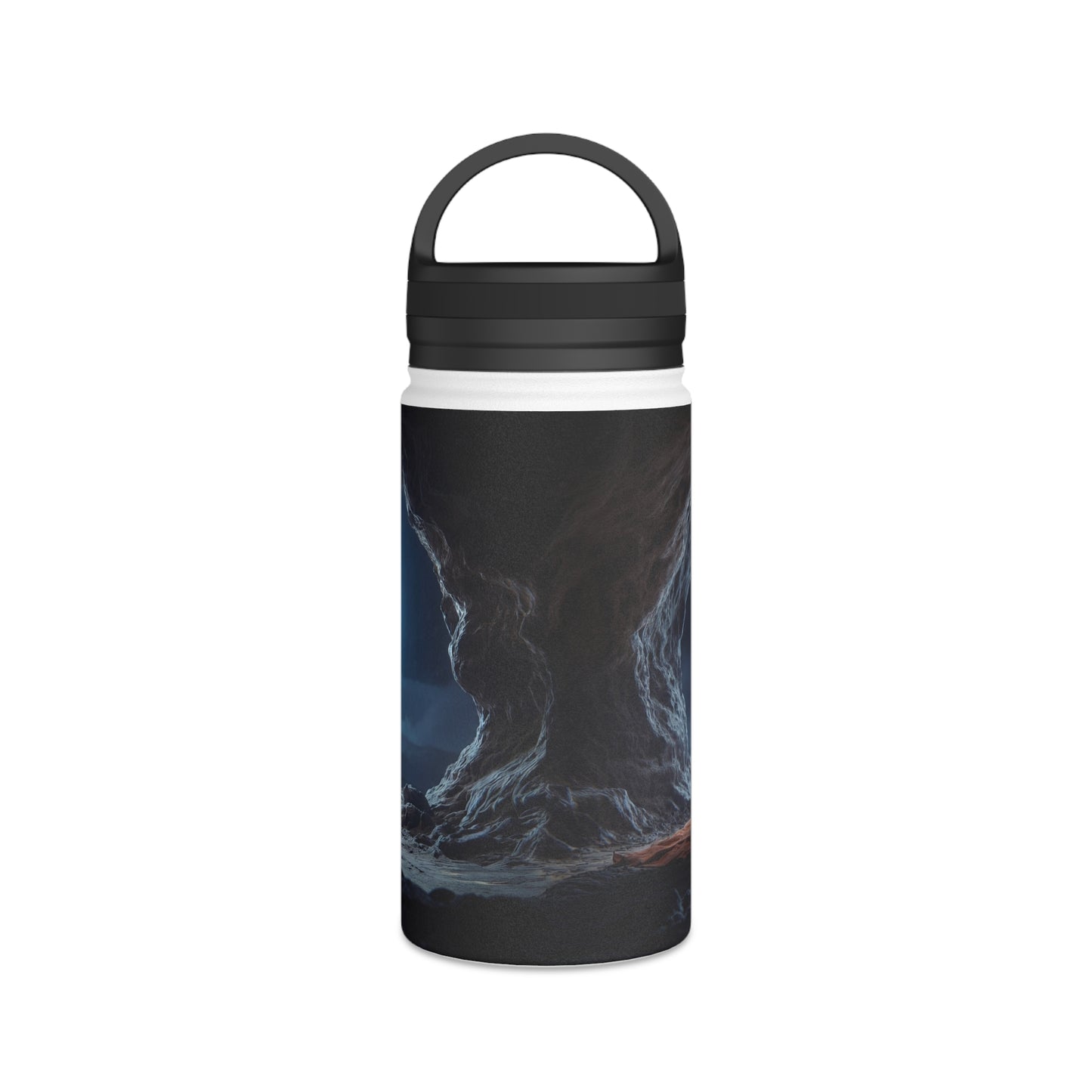 Moonlit Meditation Monk Stainless Steel Water Bottle, Handle Lid – Silent Stillness Under Celestial Glow
