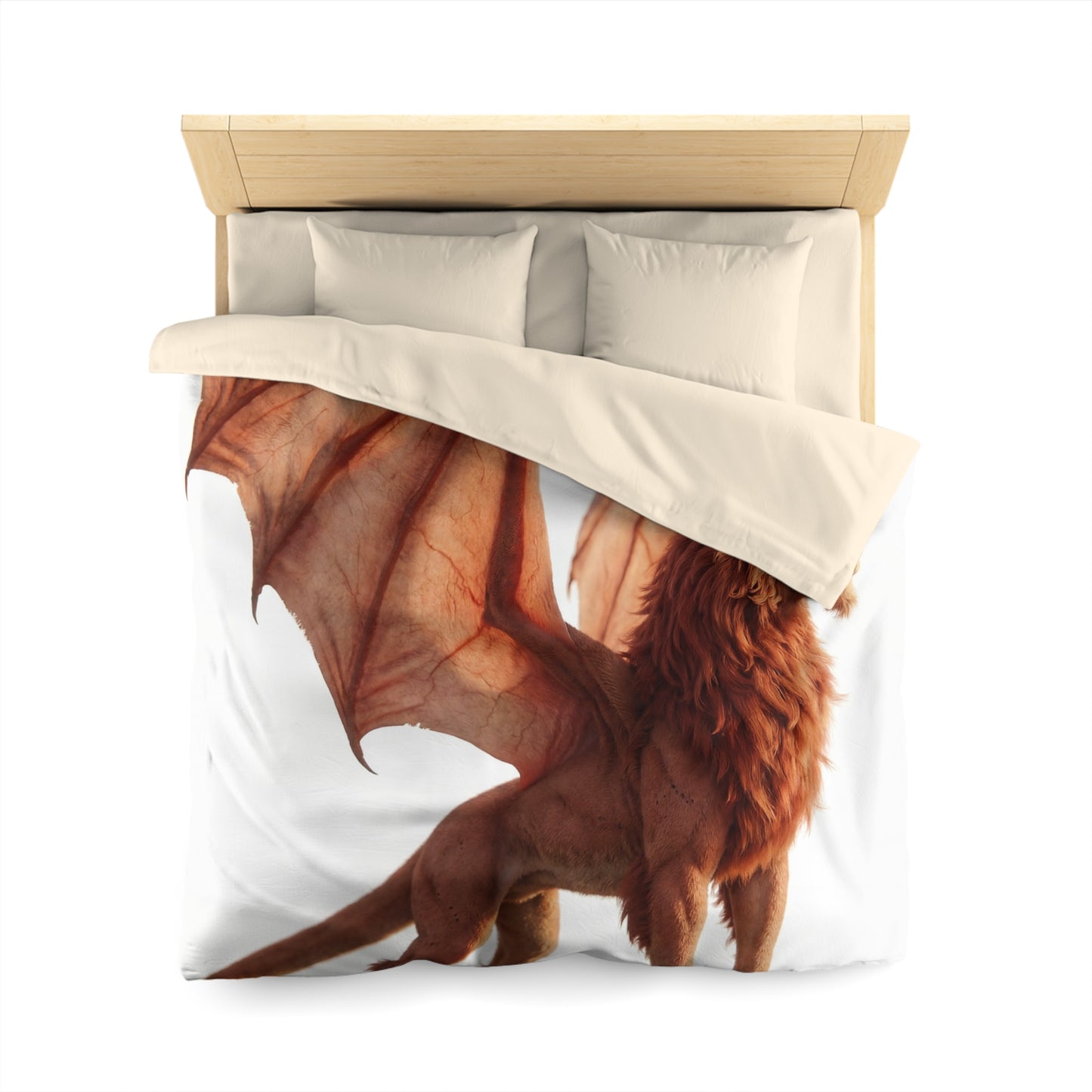 Winged Lion Sentinel Microfiber Duvet Cover – Sunset Majesty on the Ridge