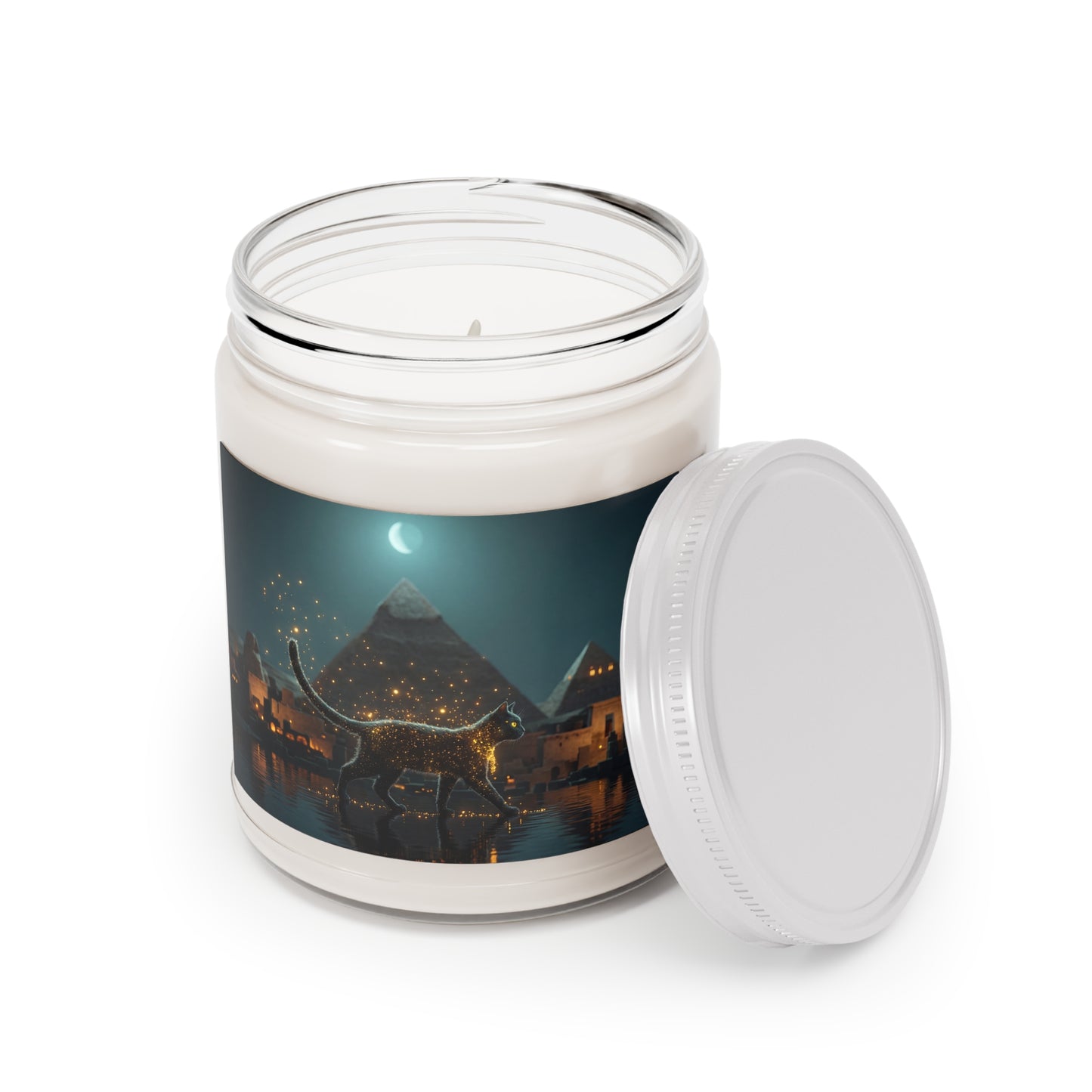 Starlit Guardian Cat Scented Soy Candles with White Lid, 9oz – Nile Nightwalk