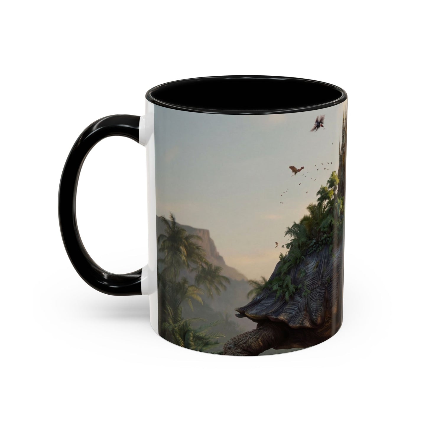 Castle Upon Turtle Shell Accent Coffee Mug (11, 15oz) – Sunset Sanctuary Dreamscape