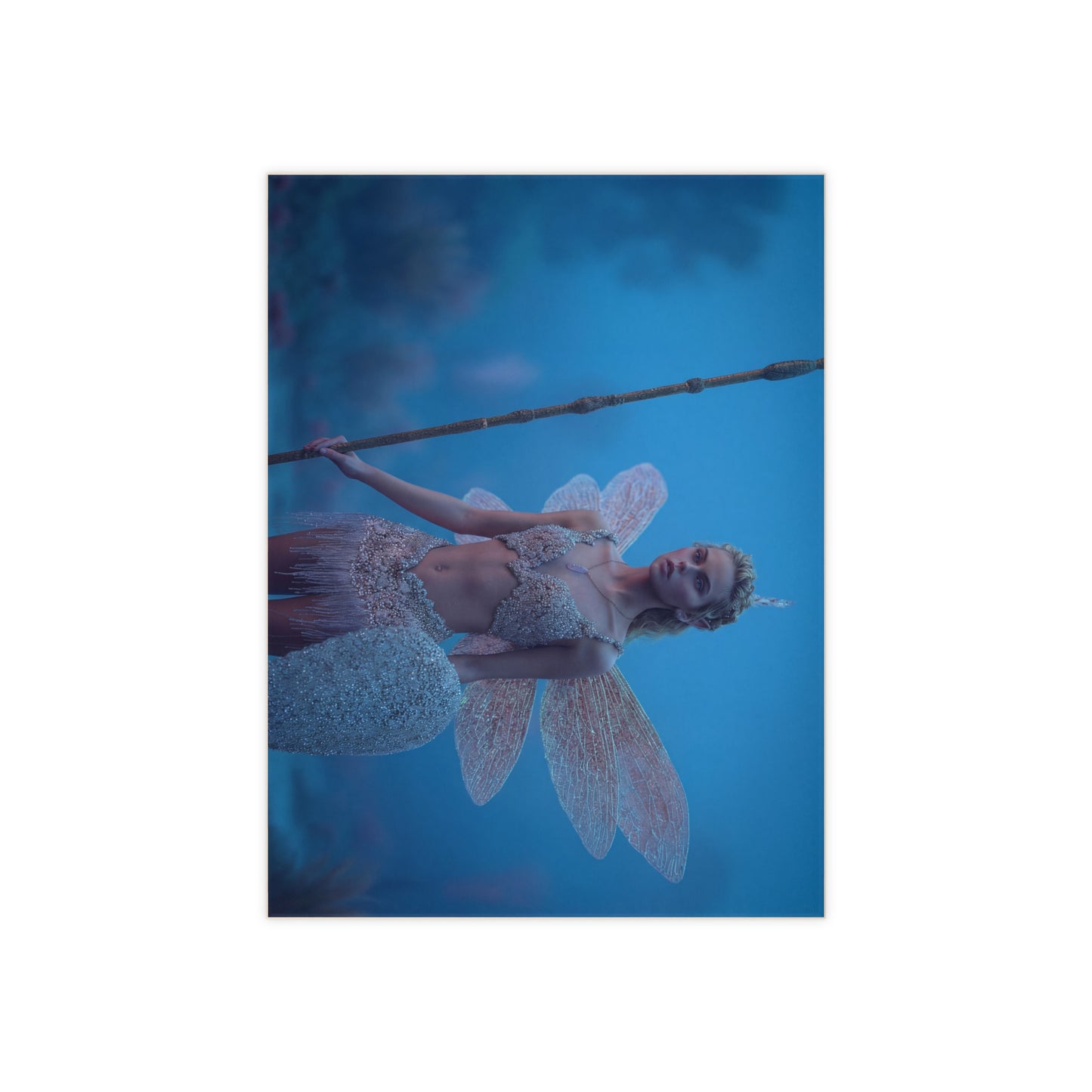 Enchanted Forest Guardian Ceramic Photo Tile – Twilight Faerie with Crystal Wings