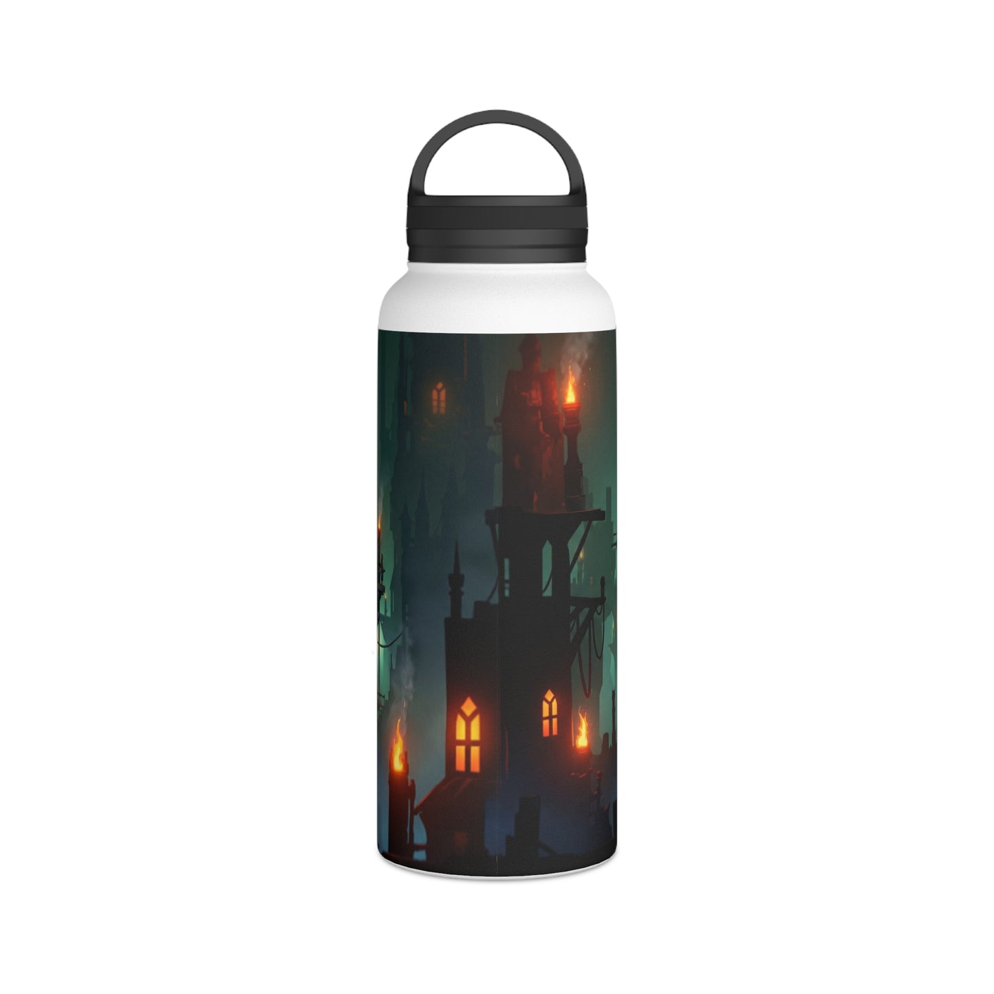 Floating City of Ember Stainless Steel Water Bottle, Handle Lid – Glow of the Skyward Towers