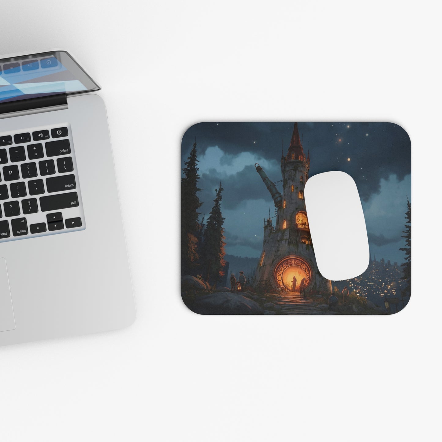 Observatory Tower Mouse Pad (Rectangle) – Moonlit Skywatcher’s Sanctuary