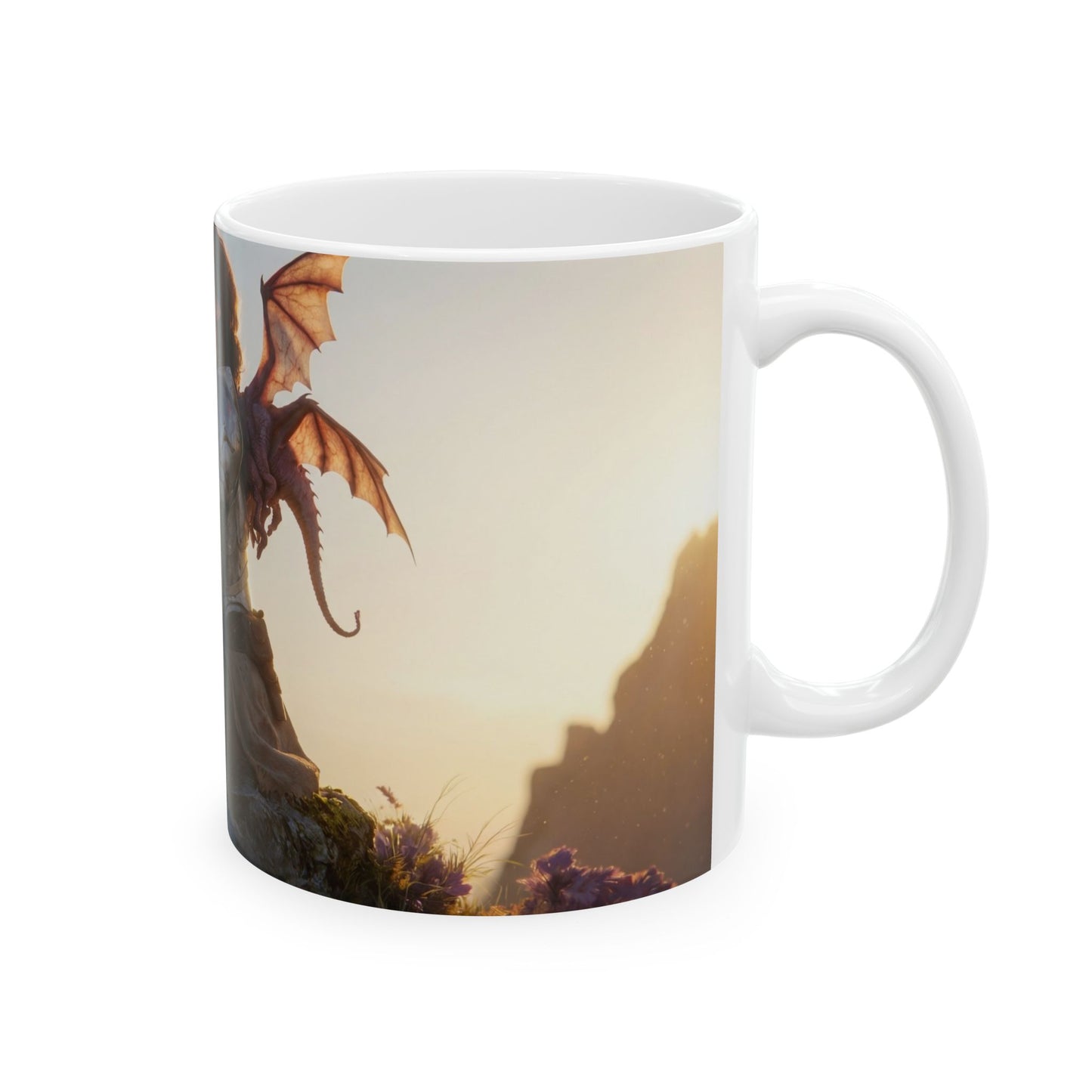 Dragon Sentinel Ceramic Mug – Sunset Pact with the Sky