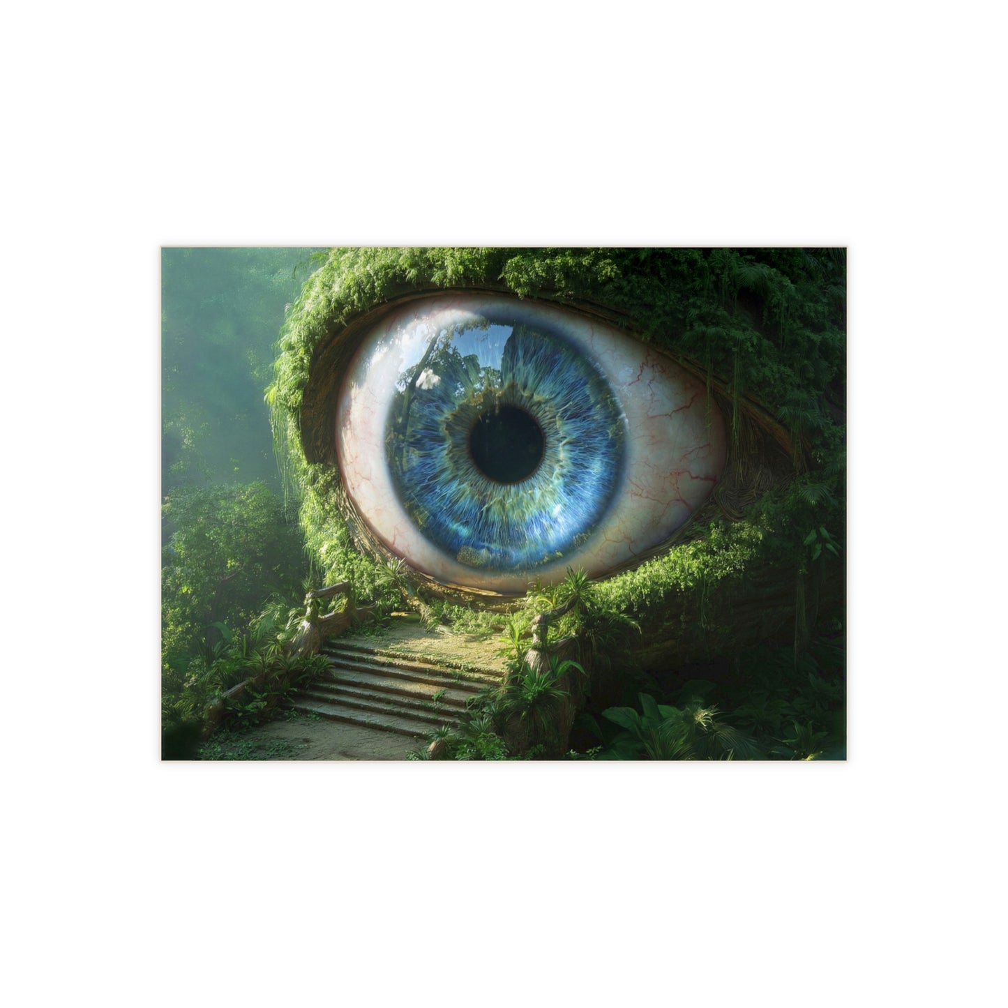 Guardian Eye of the Verdant Jungle Ceramic Photo Tile – Watching Over Your Sanctuary