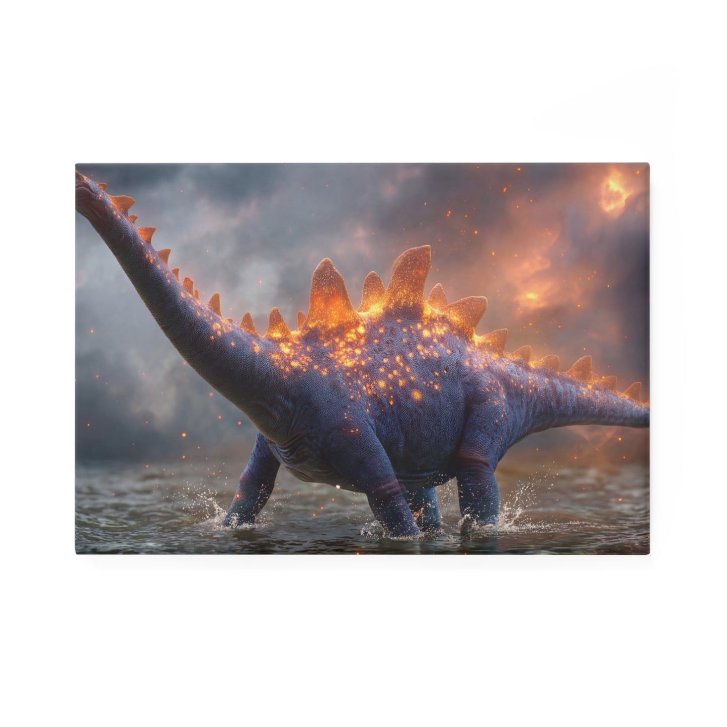 Celestial Stegosaurus Button Magnet, Rectangle (1 & 10 pcs) – Twilight Guardian of the Ancient Marsh