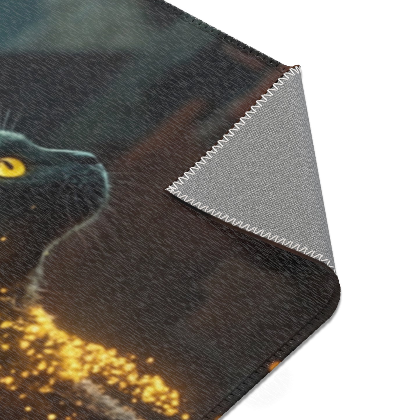Starlit Cat in Pyramids Area Rug – Midnight Nile Guardian