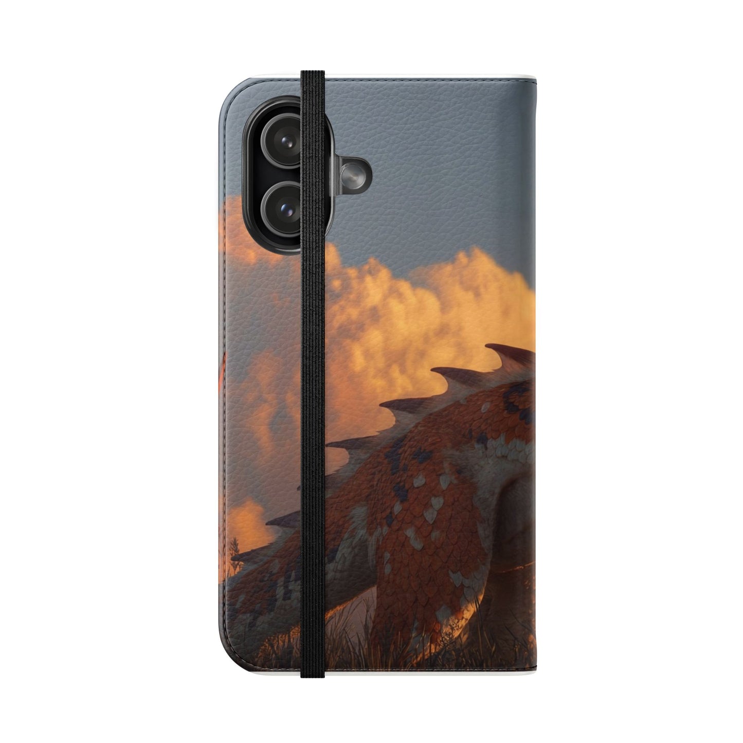 Gilded Dragon Flip Cases – Amber Sunset Guardian