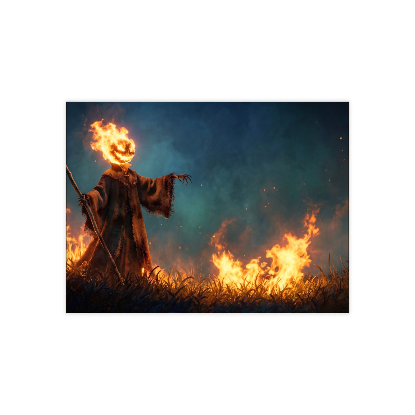 Fiery Headed Reaper Ceramic Photo Tile – Twilight Guardian of the Burning Field