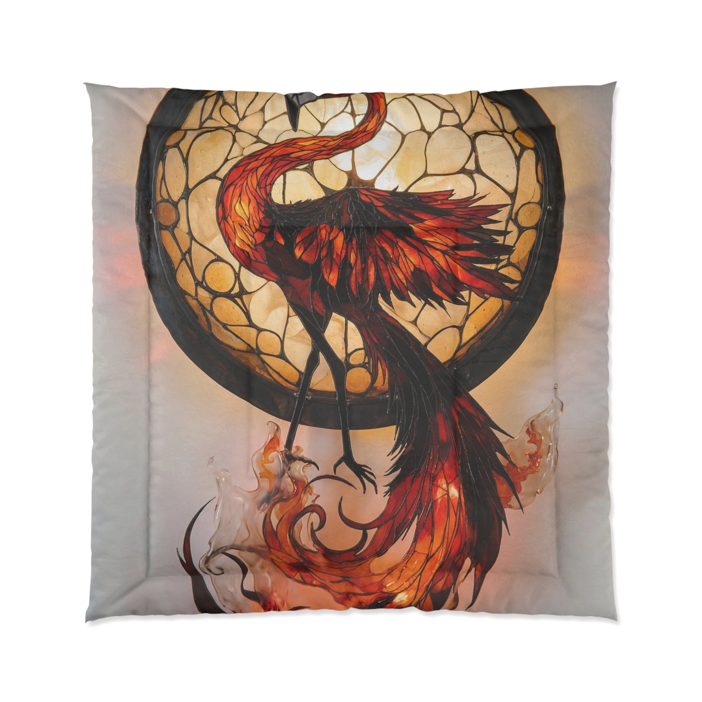 Stained Glass Phoenix Comforter – Embers of a Rising Dawn
