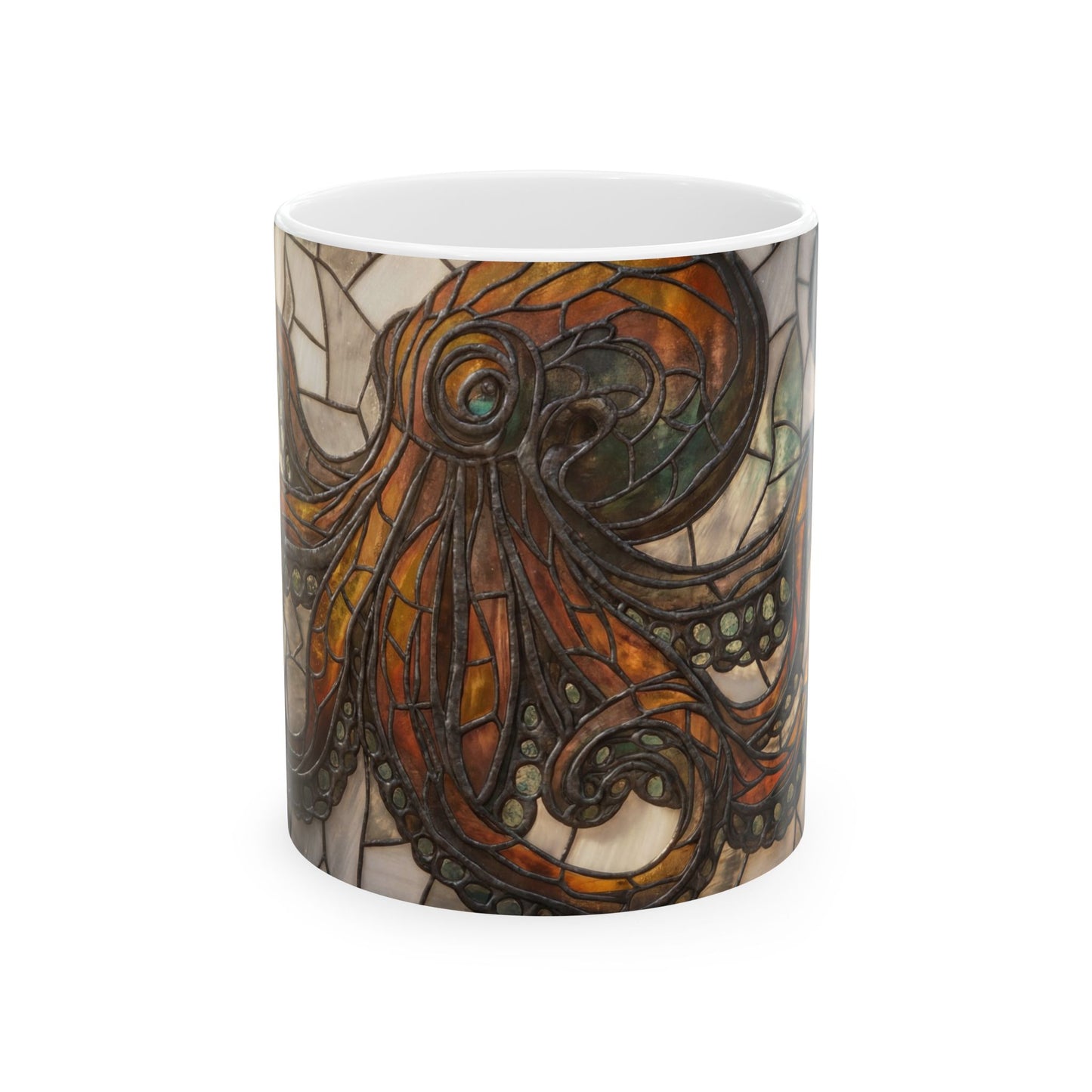 Stained Glass Octopus Ceramic Mug – Amber Tide Artistry