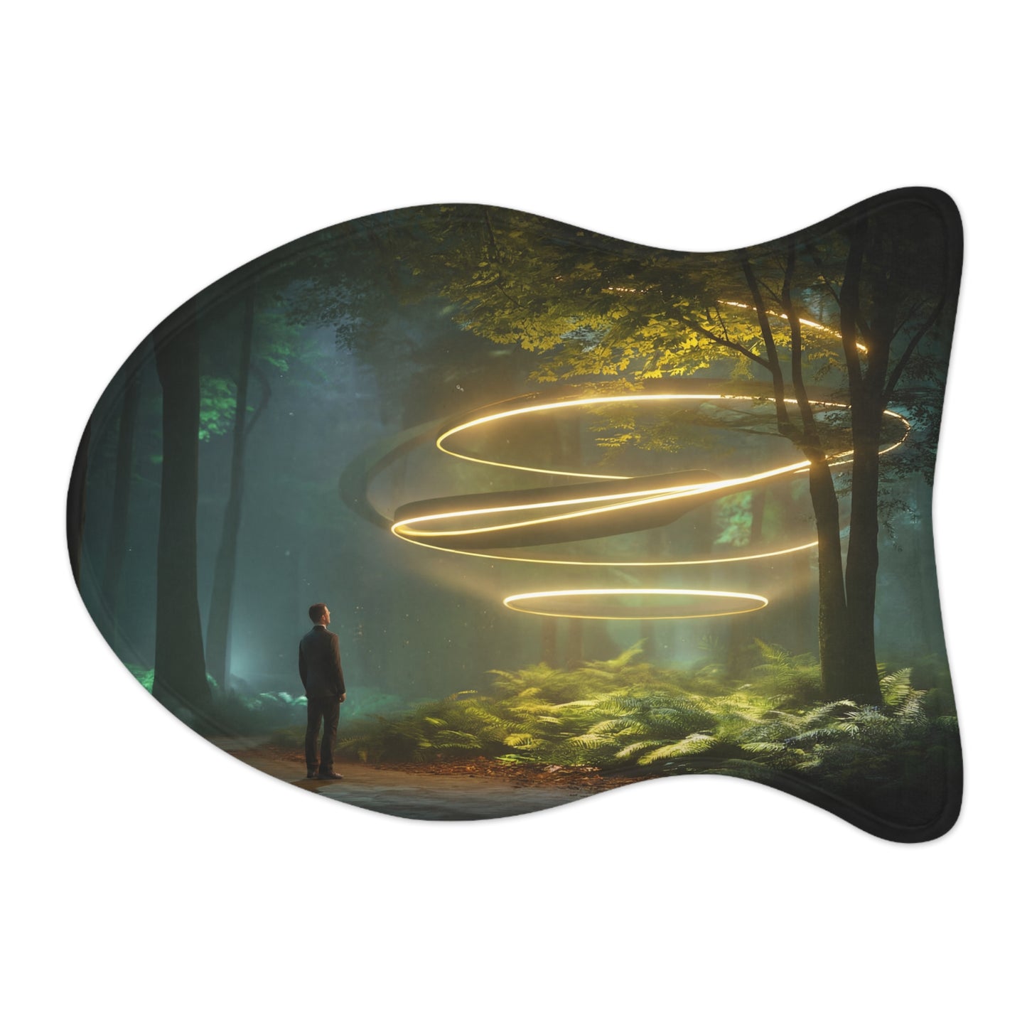 Golden Rings Pet Feeding Mats – Ethereal Forest Vortex