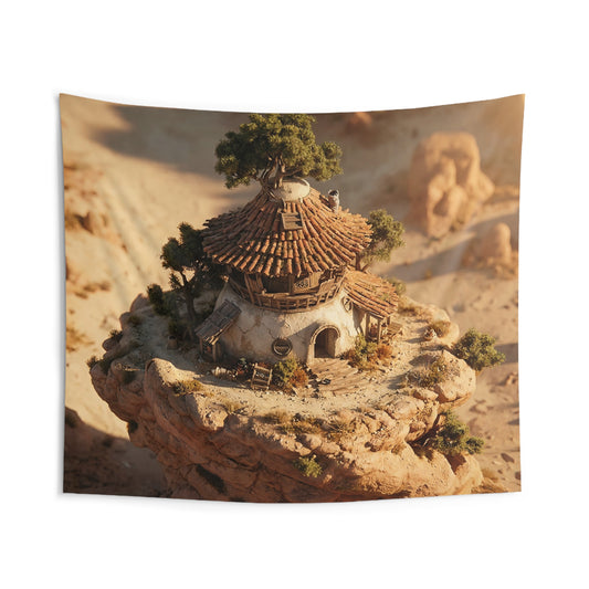 Desert Sentinel Cottage Tapestries – Sun-Drenched Cliffside Haven