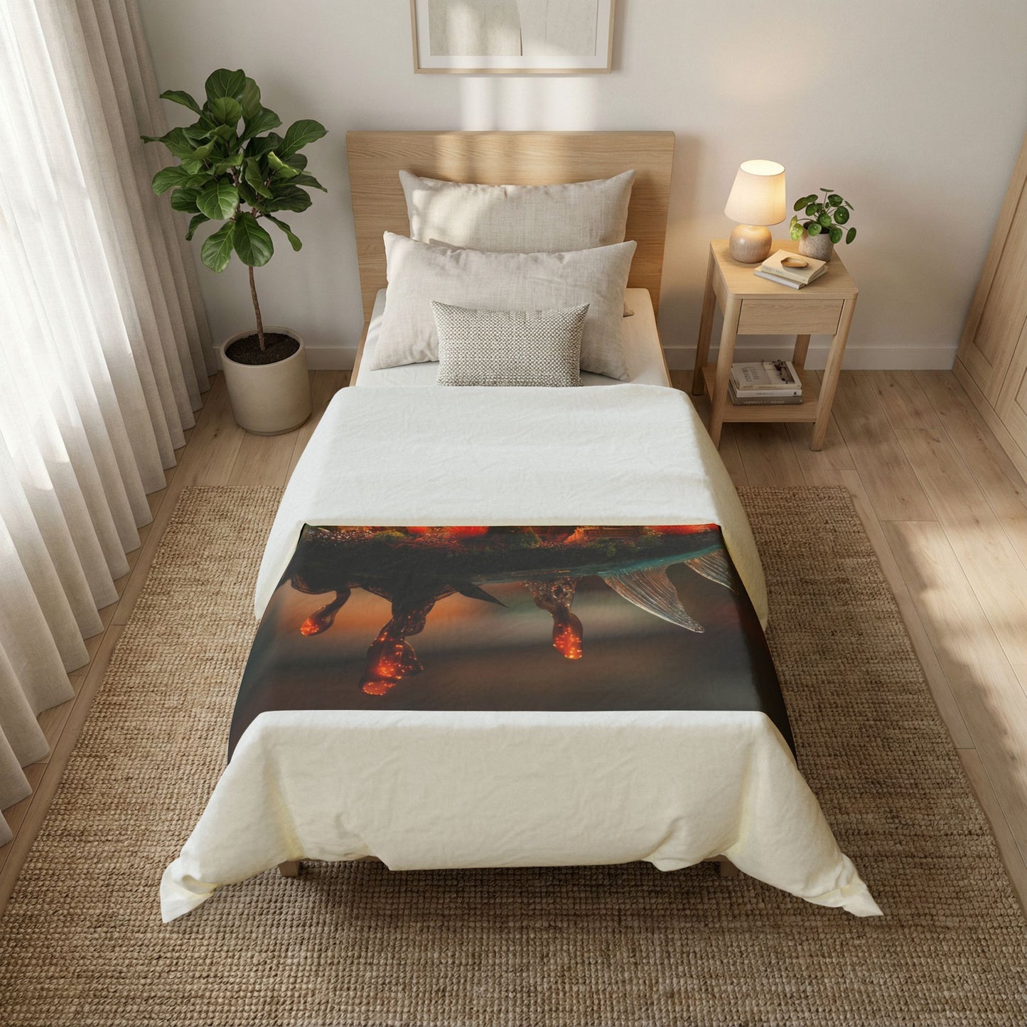 Forest Within Fish Cotton Duvet Cover – Bioluminescent Underwater Sanctuary