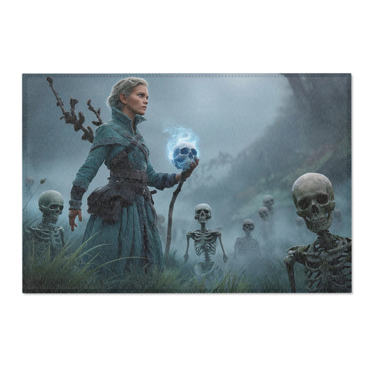 Bonekeeper’s Whisper Area Rug – Misty Graveyard Sentinel