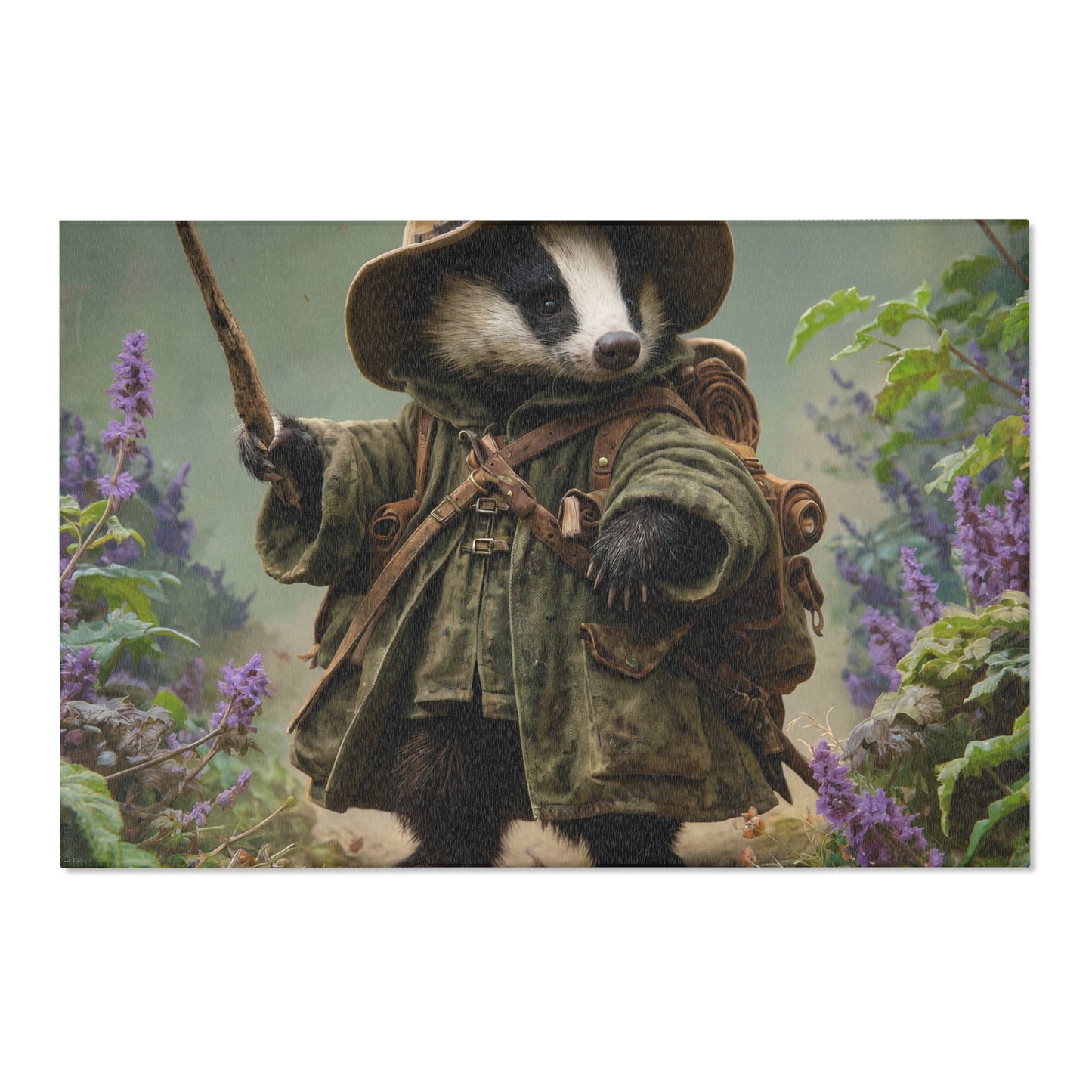 Badger Explorer Area Rug – Mossy Path Through Purple Wildflowers