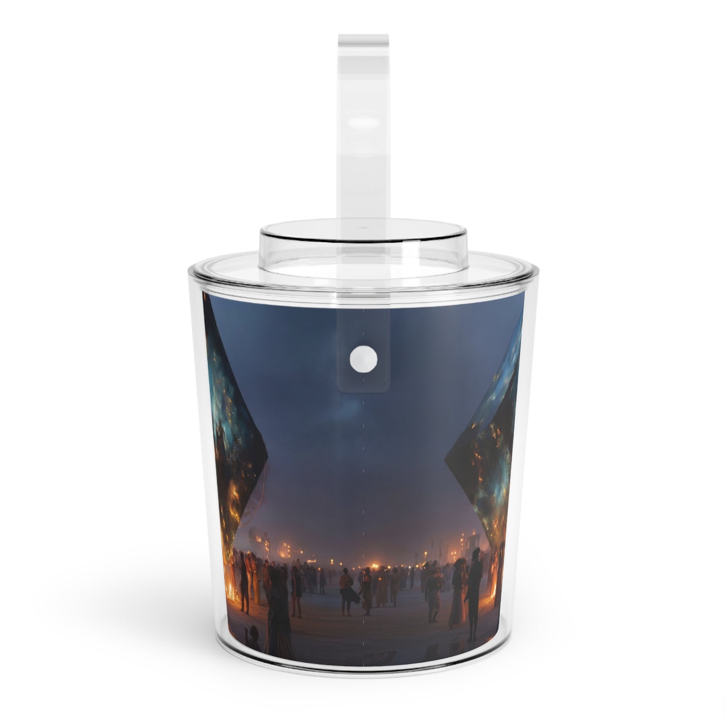 Celestial Cube Ice Bucket with Tongs – Portal to a Starlit Ritual
