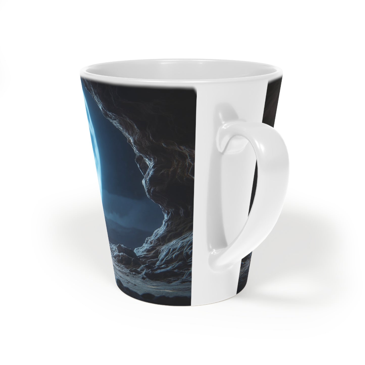 Moonlit Monk Latte Mug, 12oz – Stillness Beneath the Celestial Dome